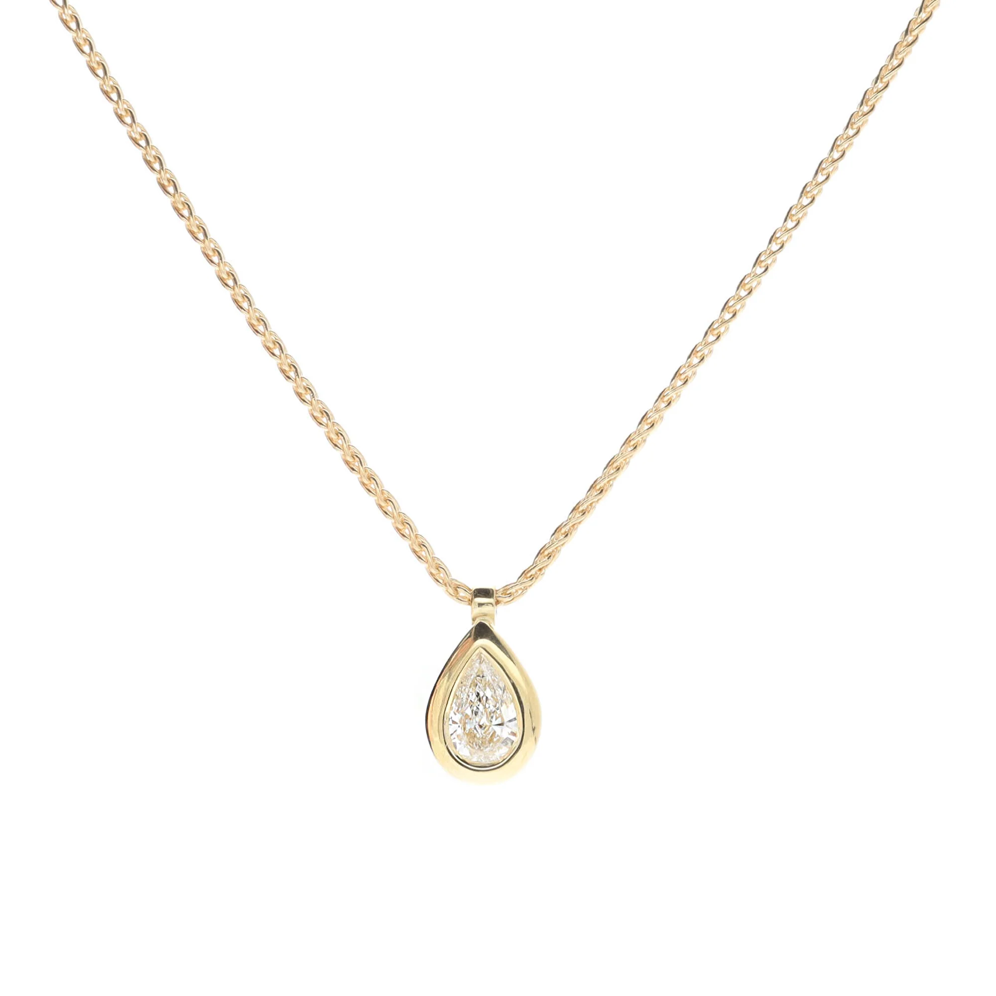 Diamond 0.31ct Pear Cut 18ct Yellow Gold Necklace