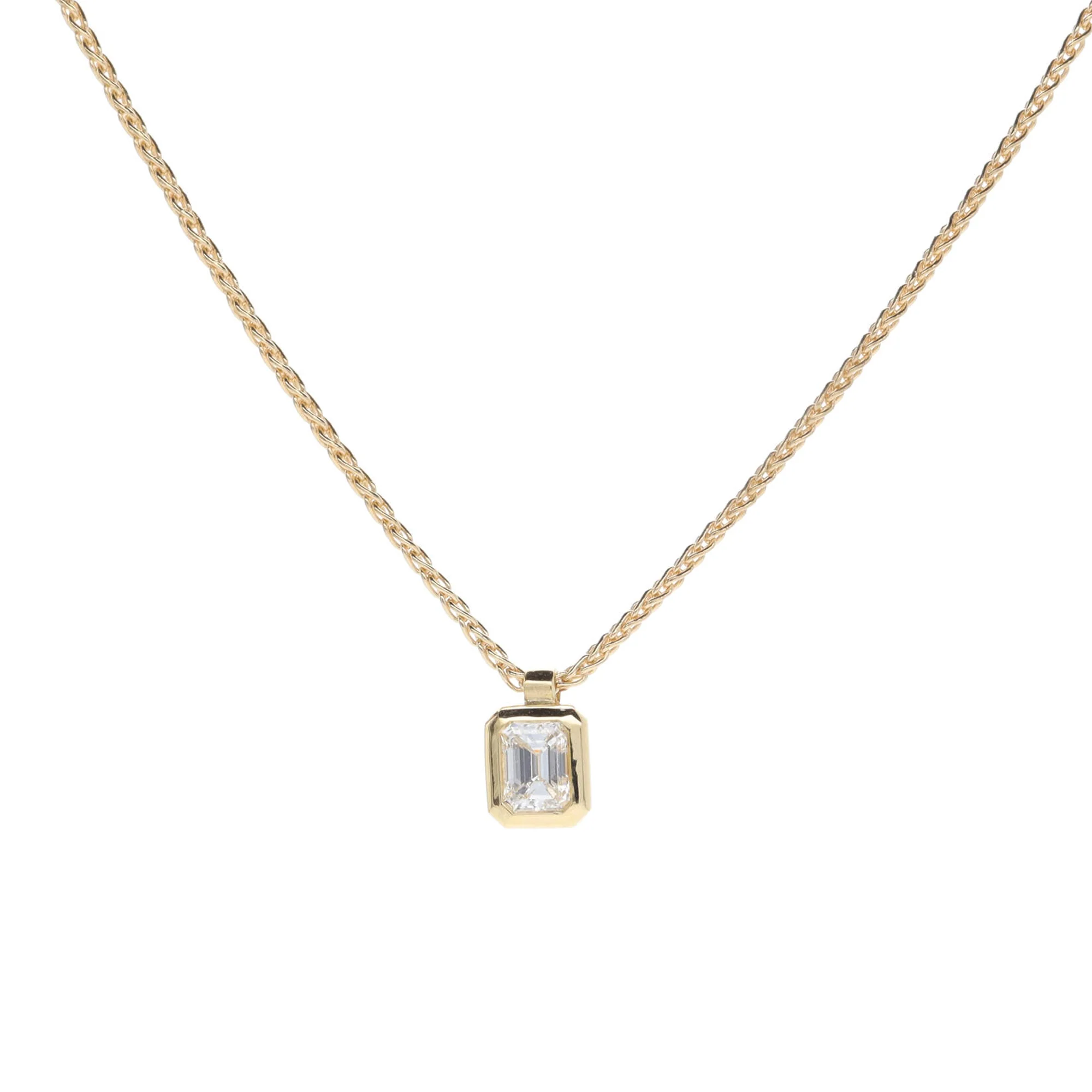 Diamond 0.32ct Emerald Cut 18ct White Gold Necklace - Image 2