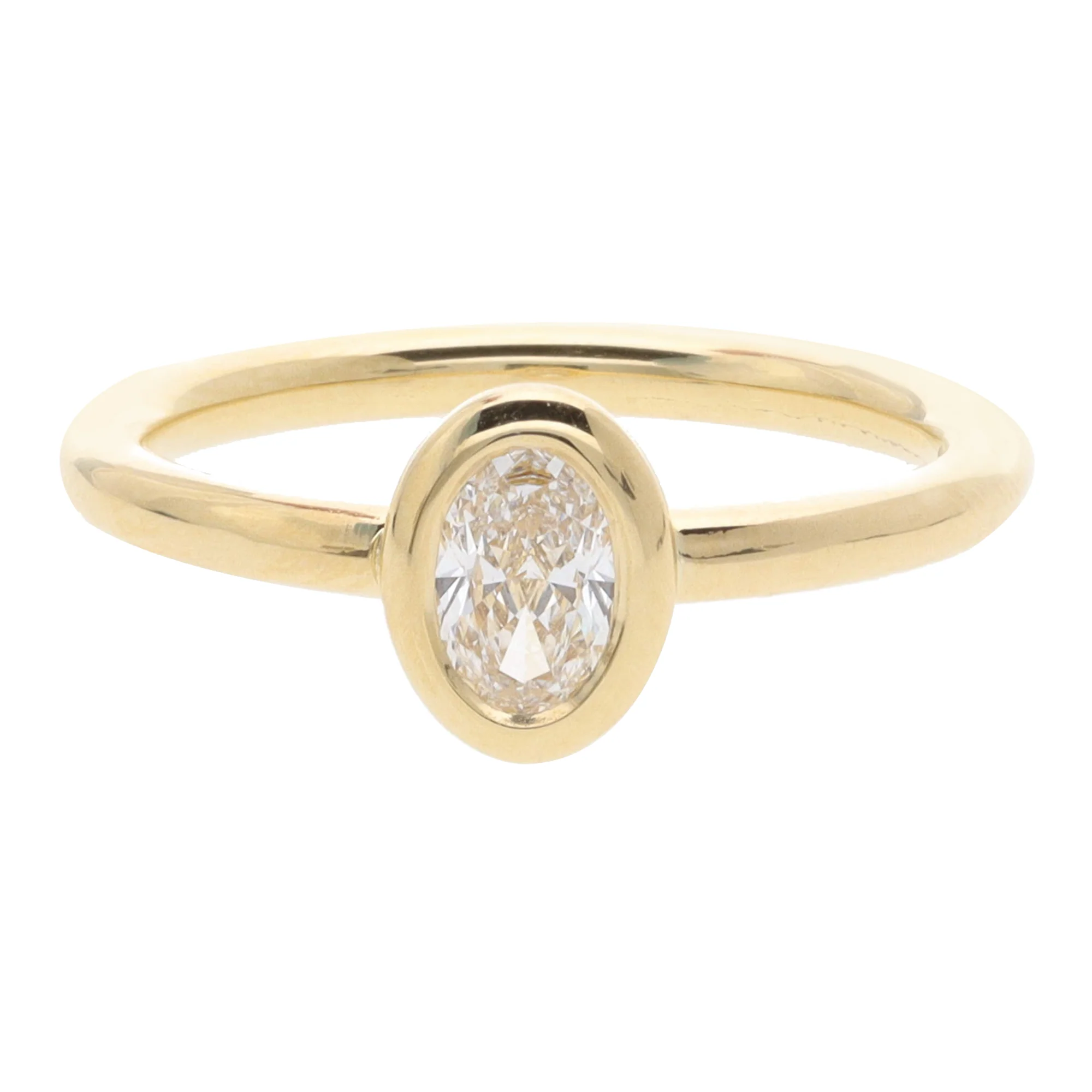 Diamond 0.37ct Oval Cut 18ct Yellow Gold Collar Set Ring - Image 2