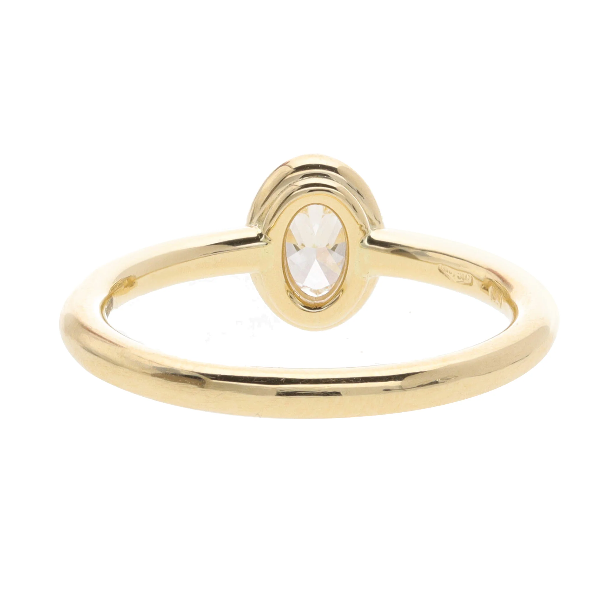 Diamond 0.37ct Oval Cut 18ct Yellow Gold Collar Set Ring - Image 3