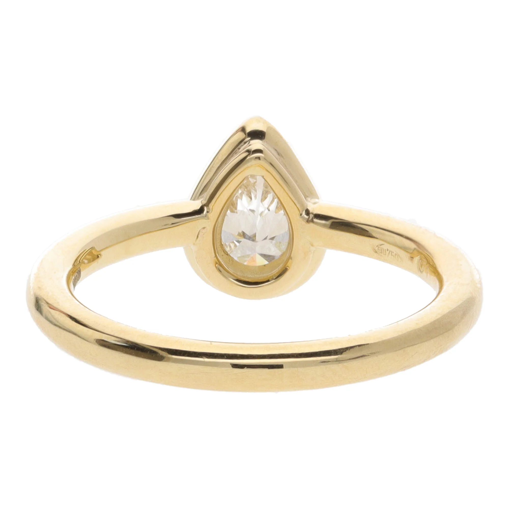 Diamond 0.37ct Pear Cut 18ct Yellow Gold Collar Set Ring - Image 3