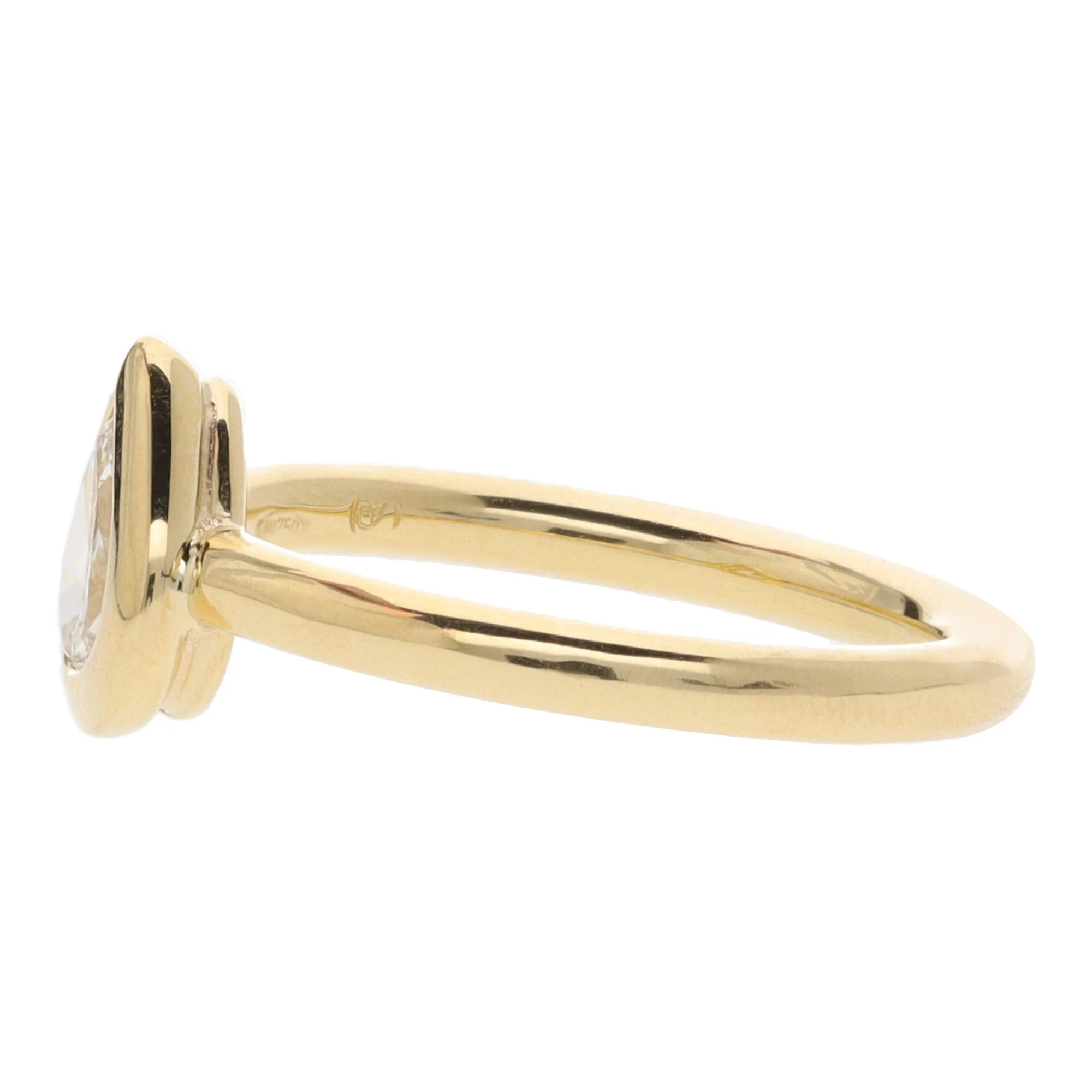 Diamond 0.37ct Pear Cut 18ct Yellow Gold Collar Set Ring - Image 4