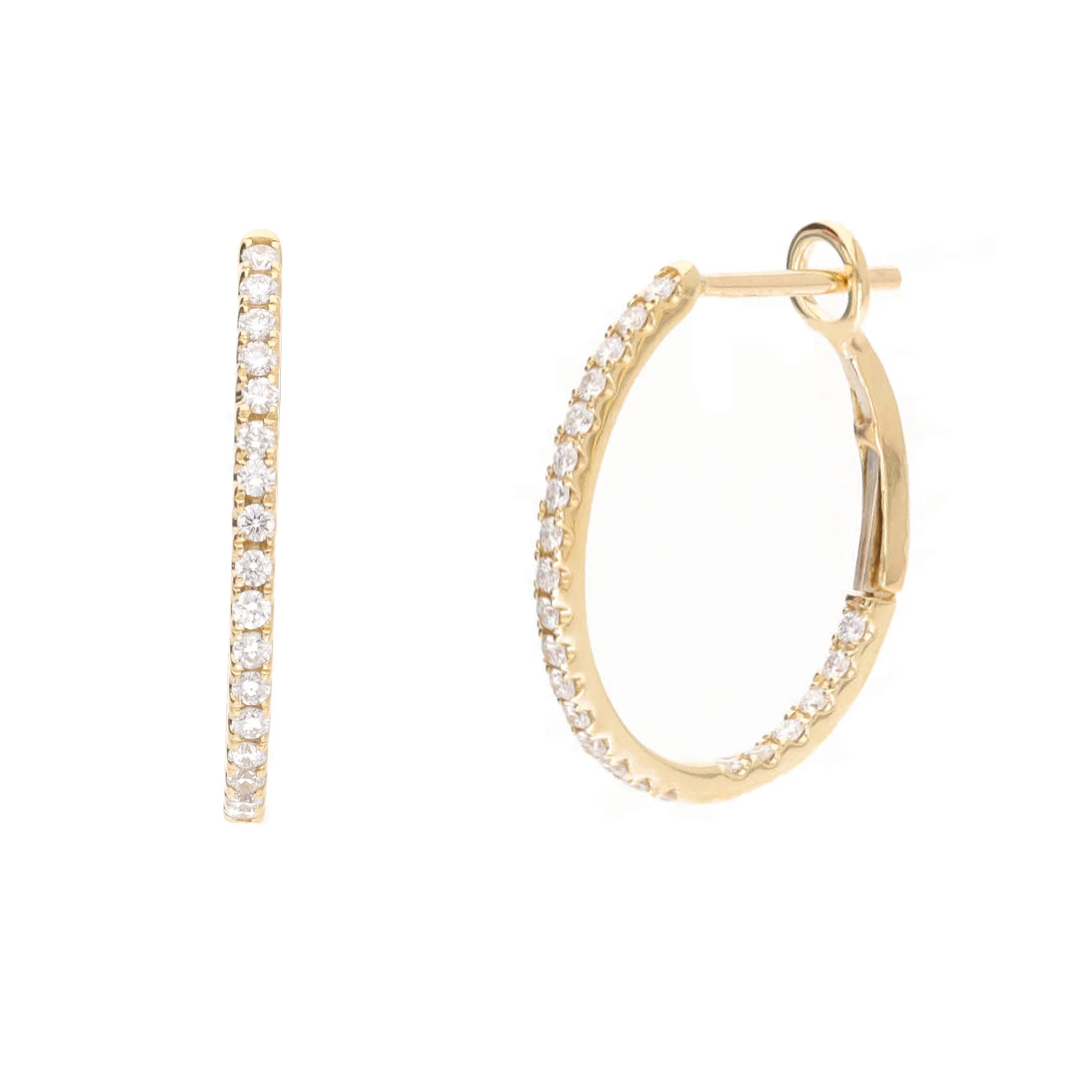 Diamond 0.39ct 18ct Yellow Gold Hoop Earrings - Image 2
