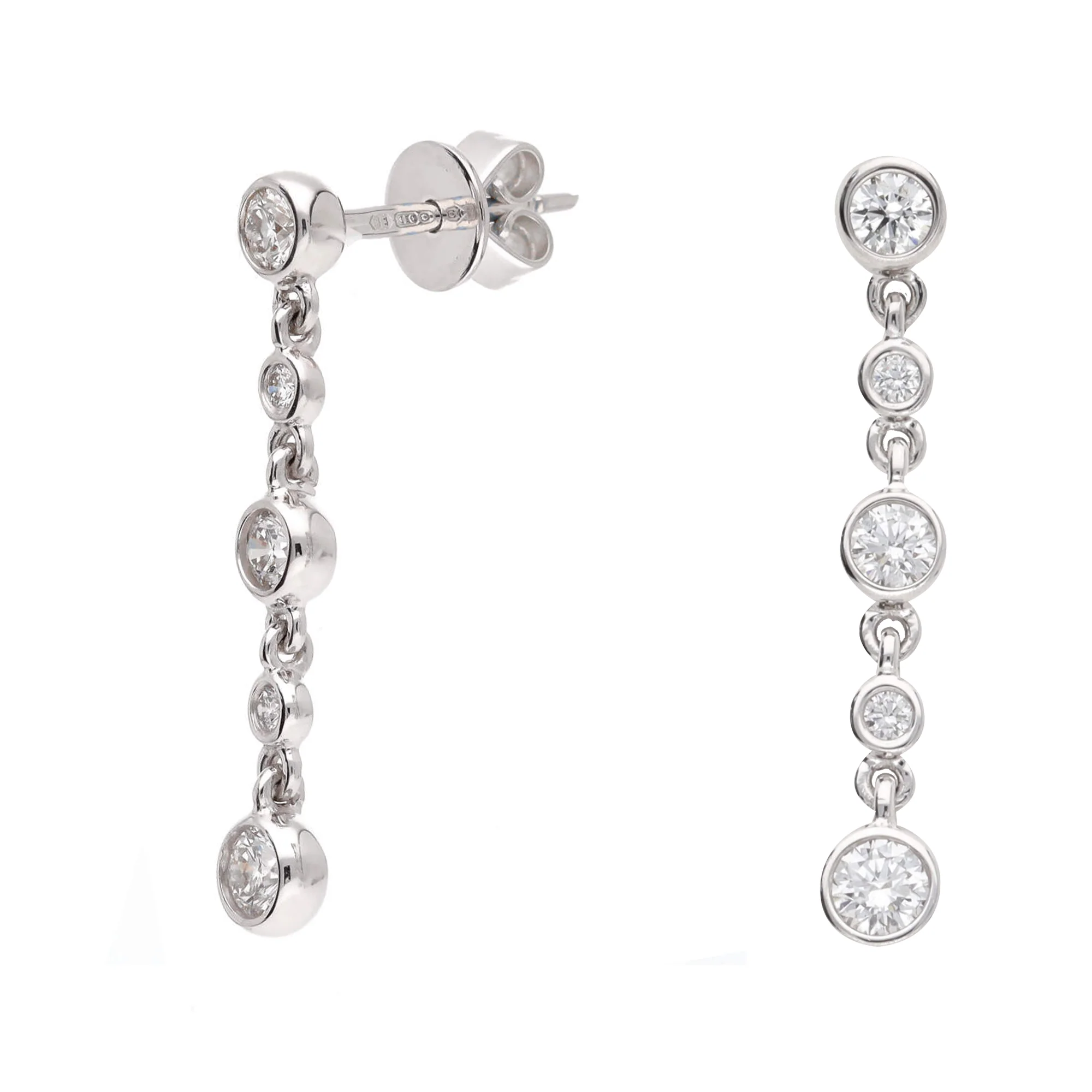 Diamond 0.43ct 18ct White Gold Bubble Drop Earrings - Image 2