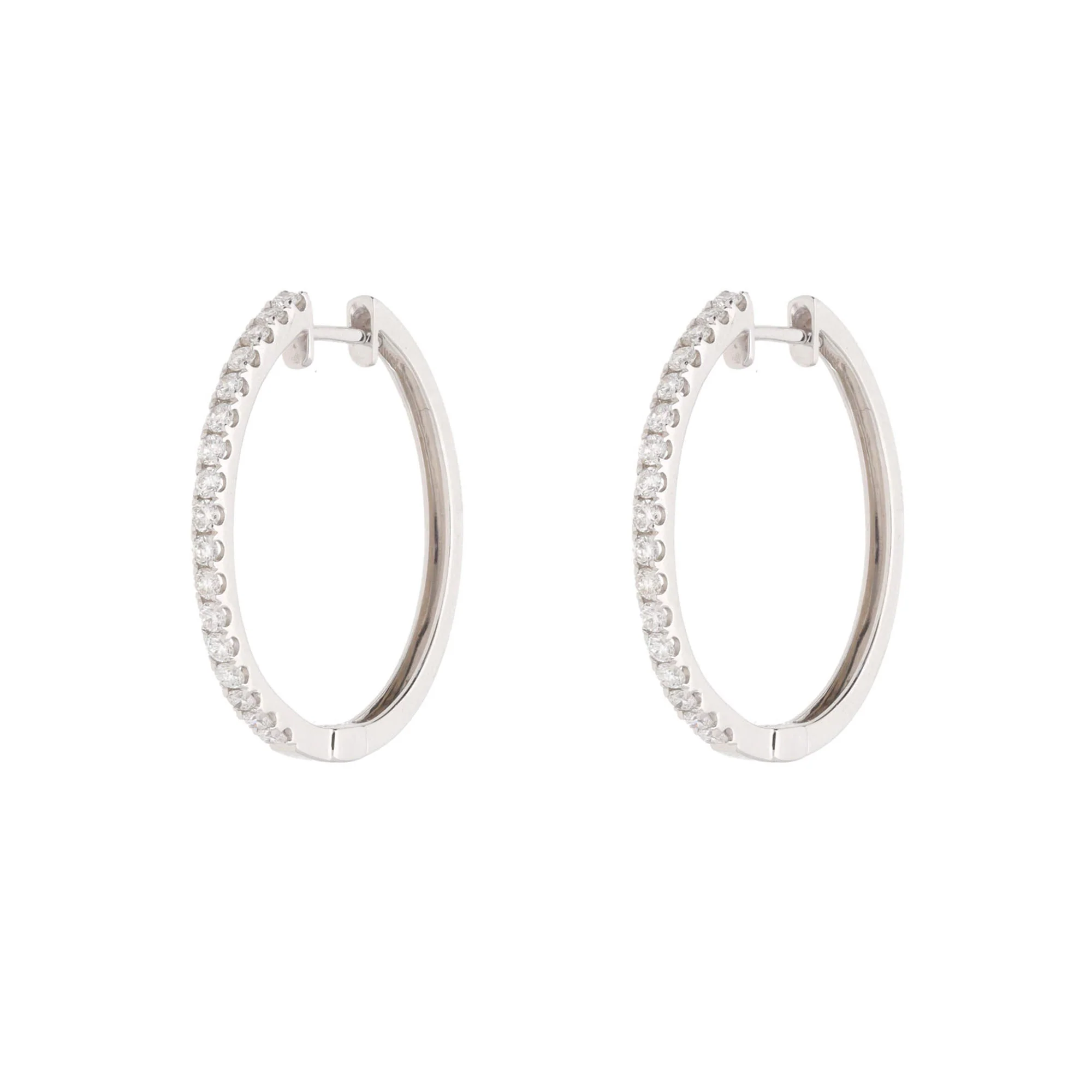 Diamond 0.50ct 18ct White Gold Hoop Earrings - Image 2