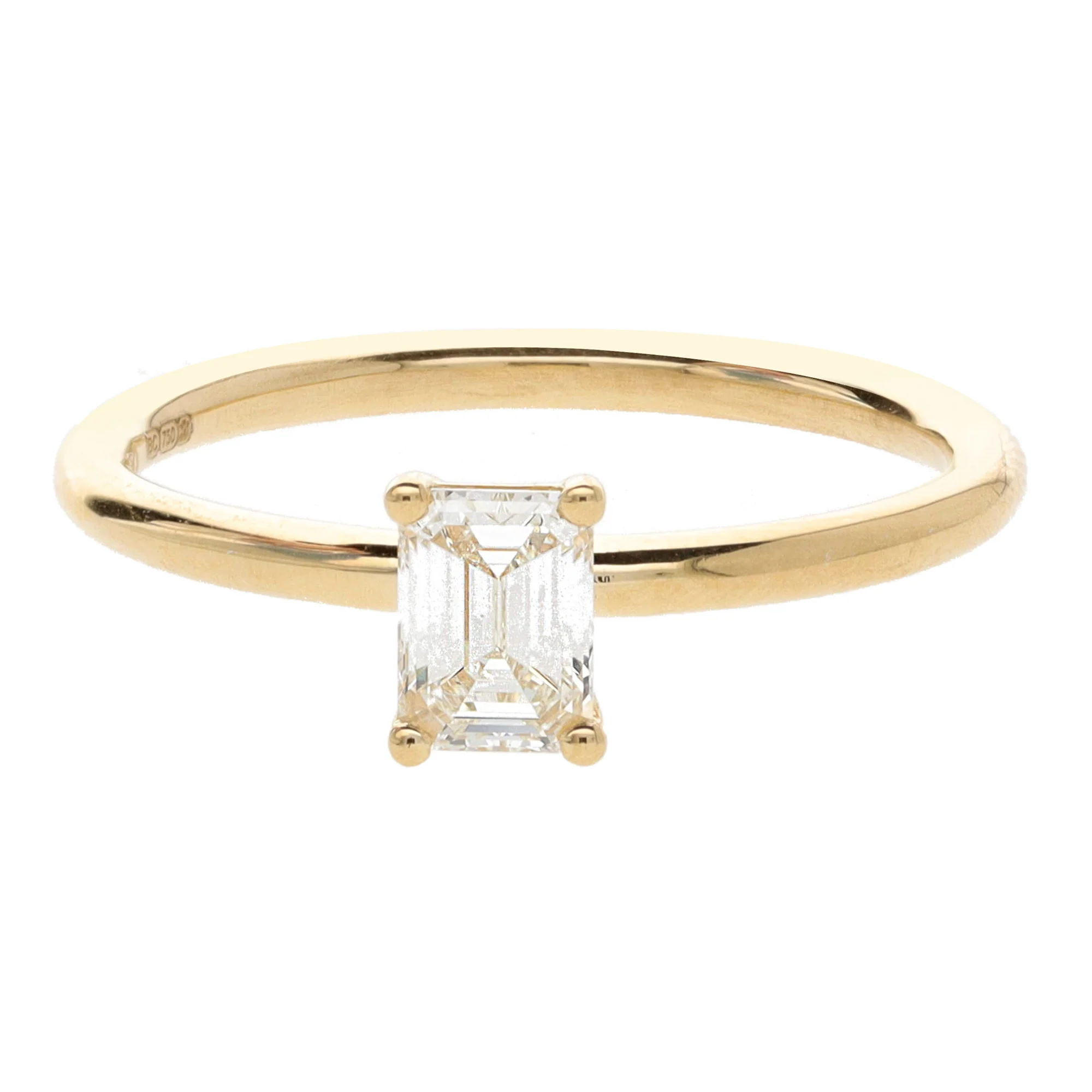 Diamond 0.50ct Emerald Cut 18ct Yellow Gold Solitaire Ring - Image 2