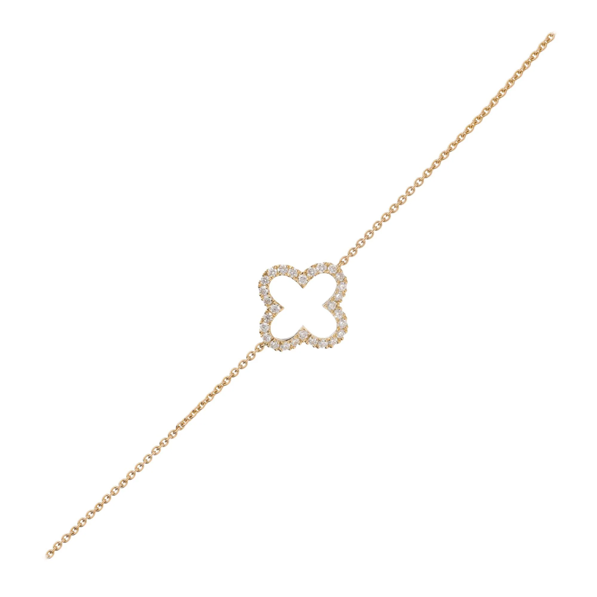 Diamond 0.50ct Open Clover 18ct Yellow Gold Bracelet - Image 2