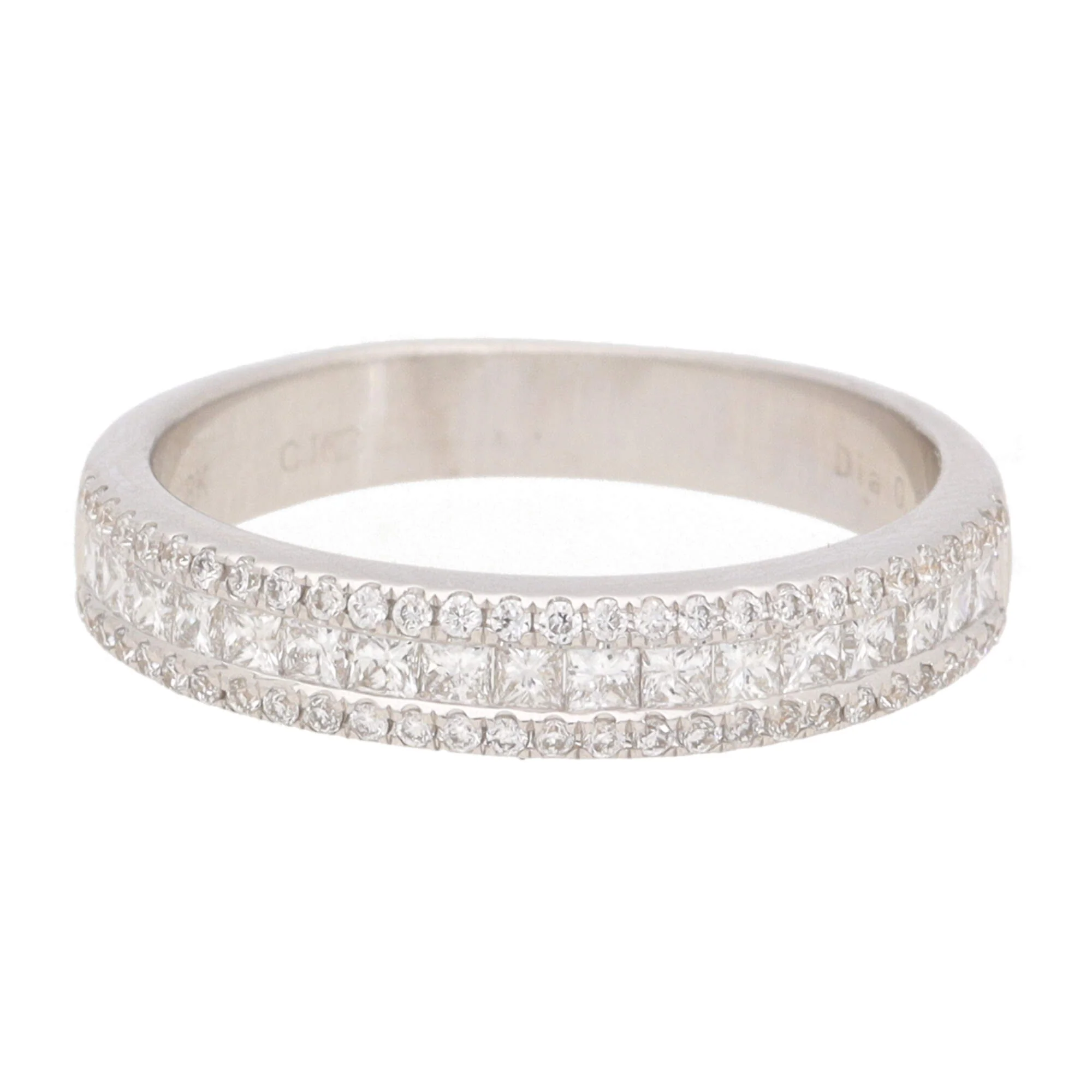 Diamond 0.50ct Princess and Round Brilliant Cut 18ct White Gold Band - Image 2