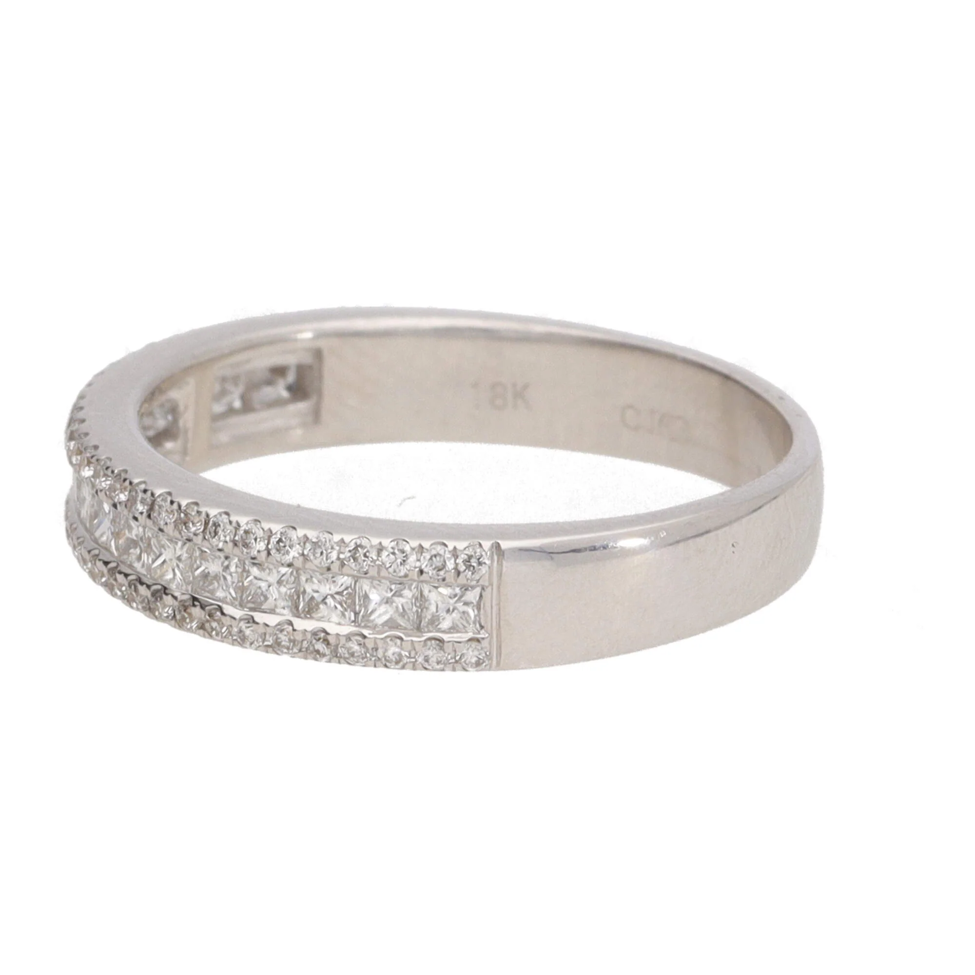 Diamond 0.50ct Princess and Round Brilliant Cut 18ct White Gold Band - Image 3
