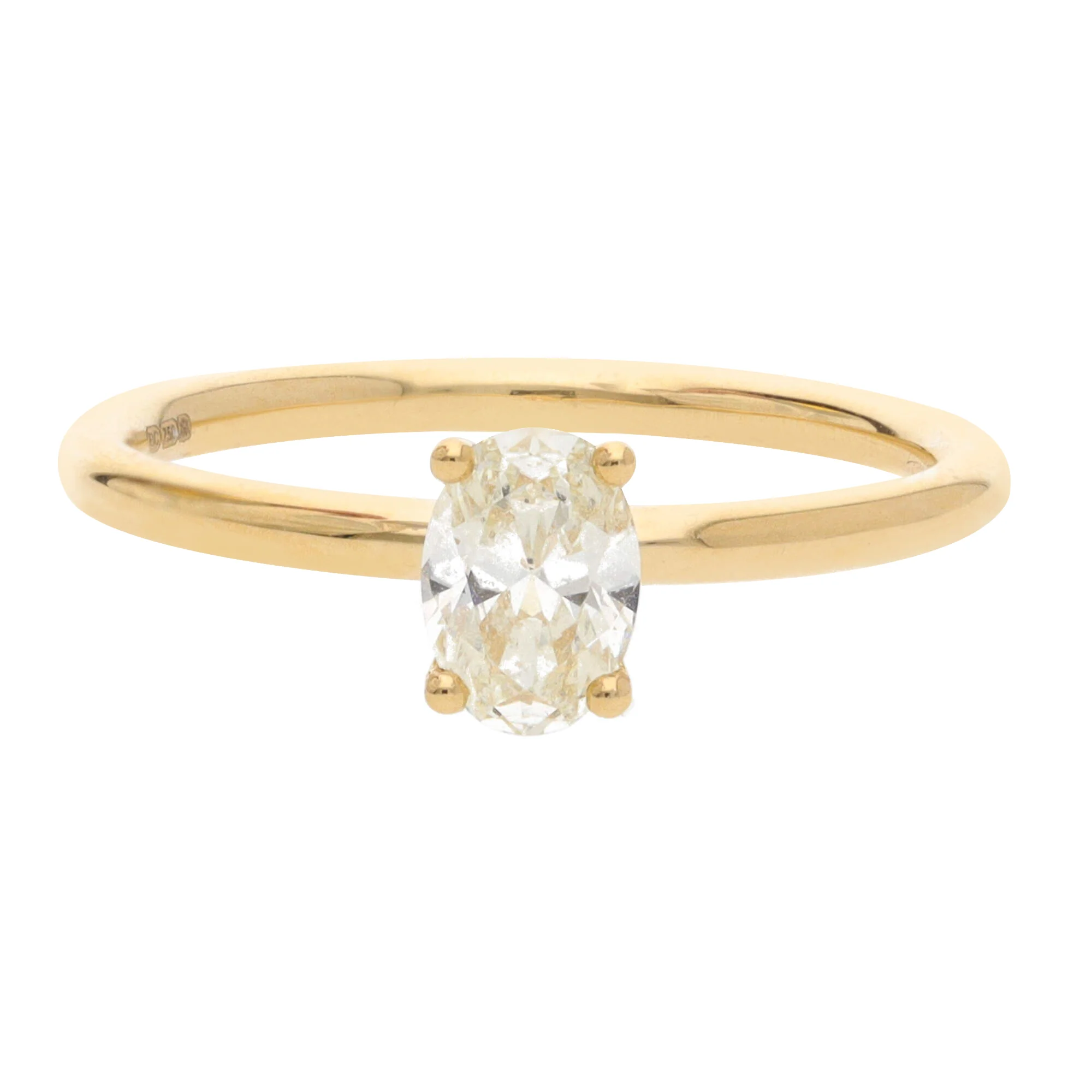 Diamond 0.51ct Oval 18ct Yellow Gold Solitaire Ring - Image 2