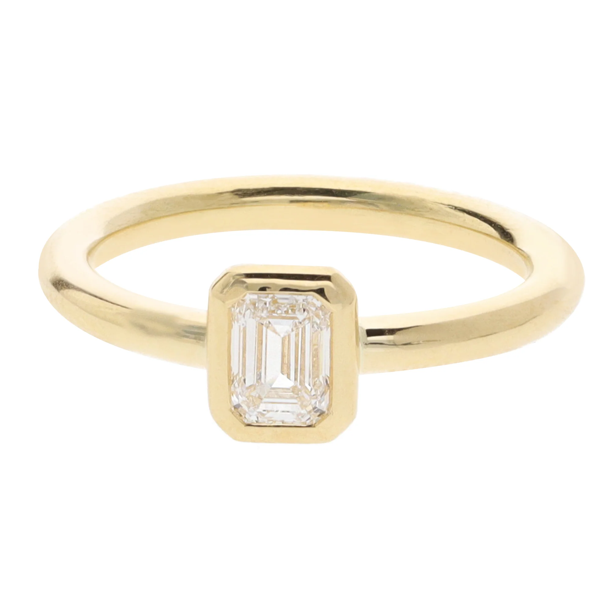 Diamond 0.53ct Emerald Cut 18ct Yellow Gold Solitaire Ring - Image 2