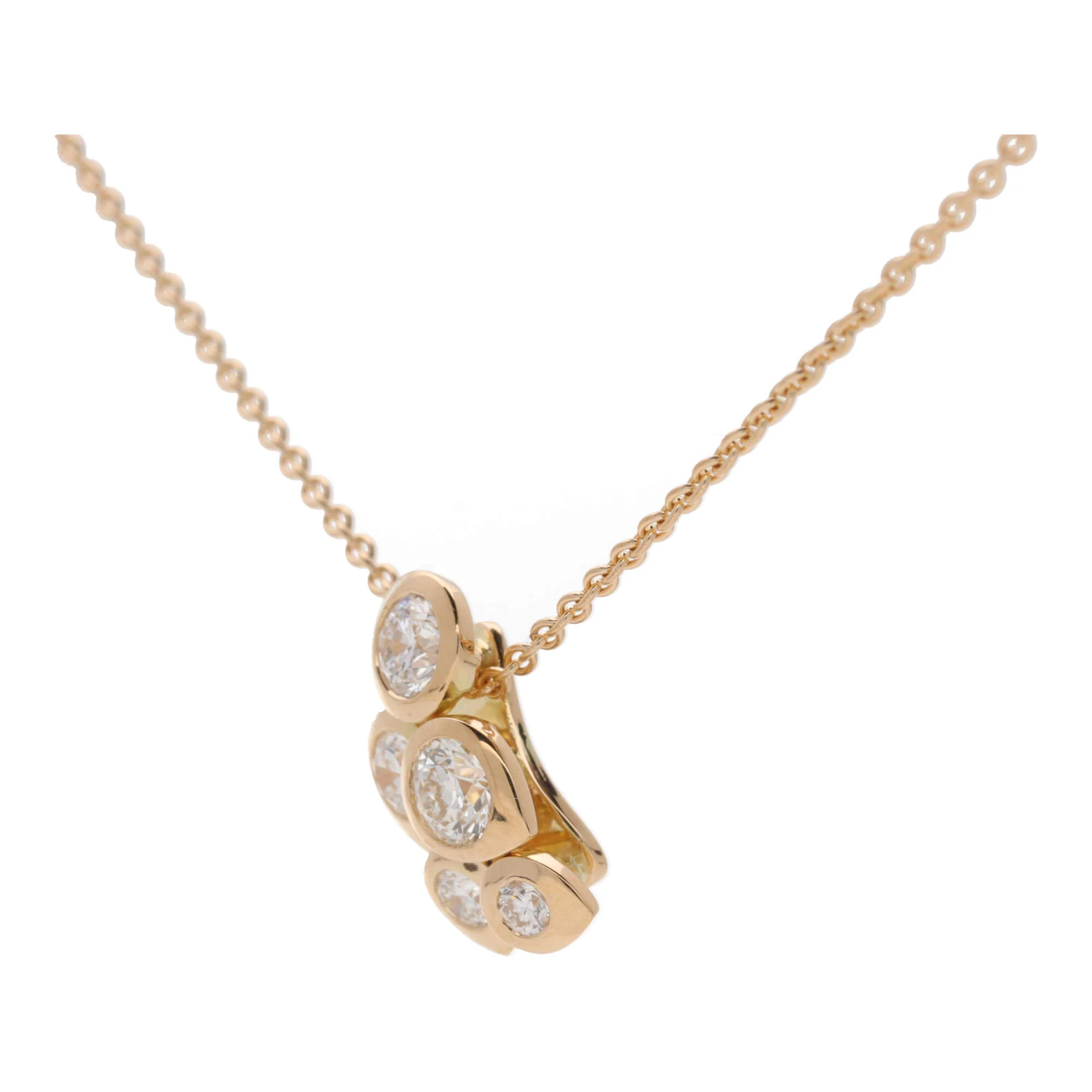 Diamond Teardrop Cluster 0.66ct Asymetric 18ct Rose Gold Pendant - Image 3
