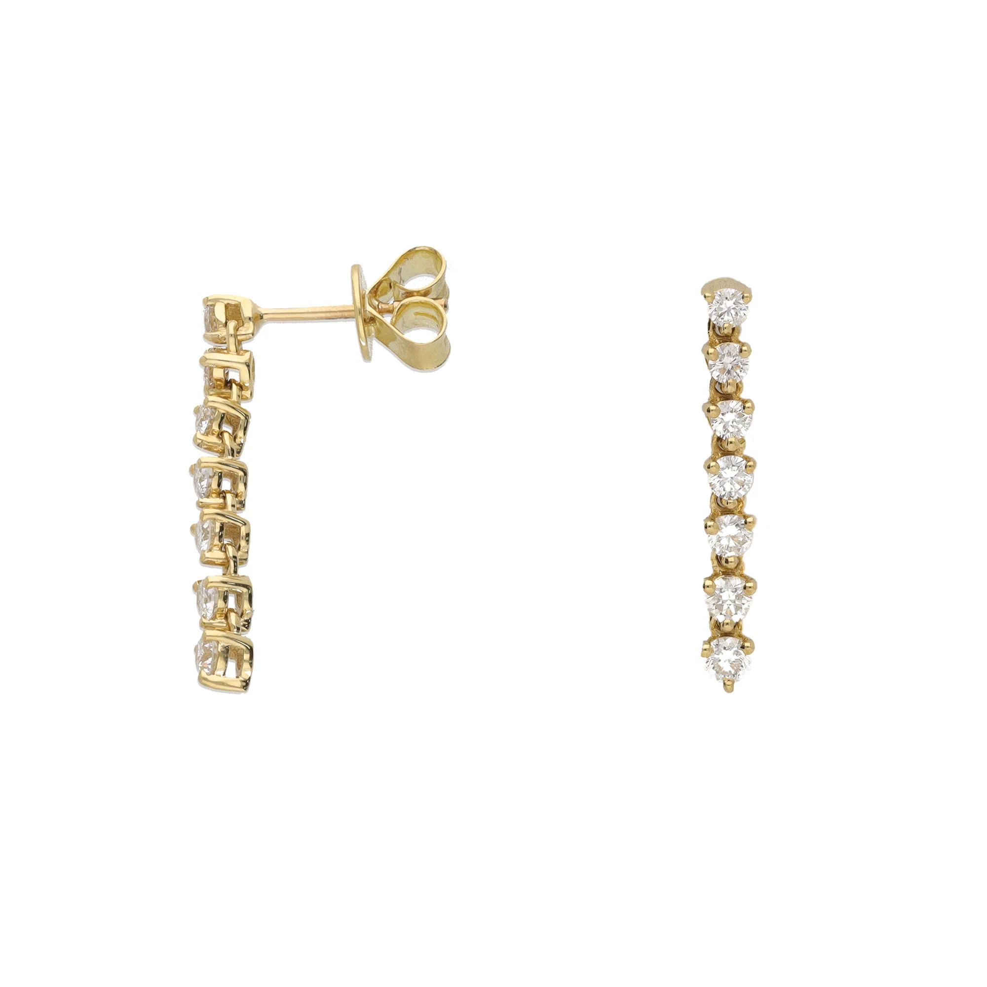 Diamond 0.75ct 18ct Yellow Gold Drop Earrings - Image 2