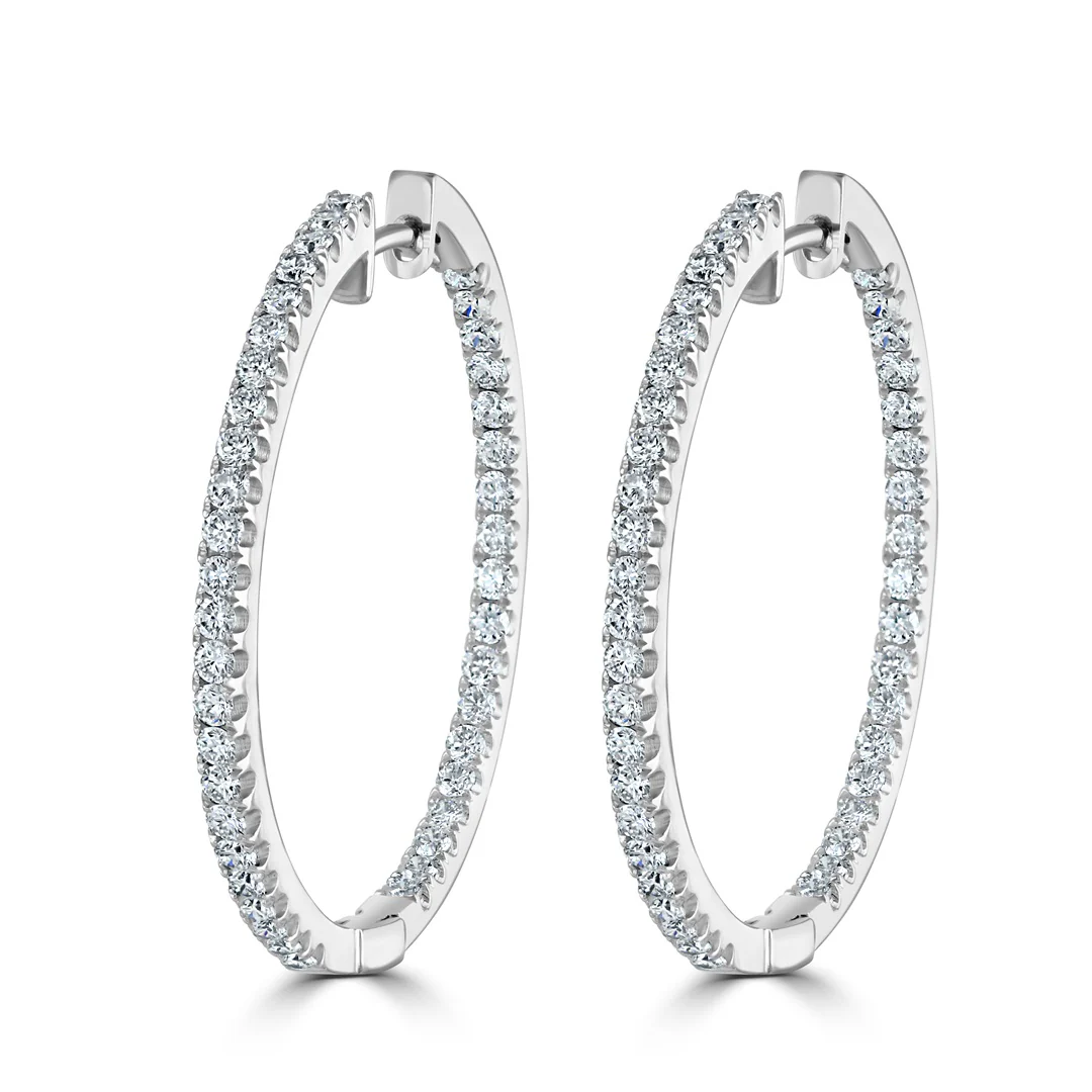 Diamond 1.04ct 18ct White Gold Hoop Earrings