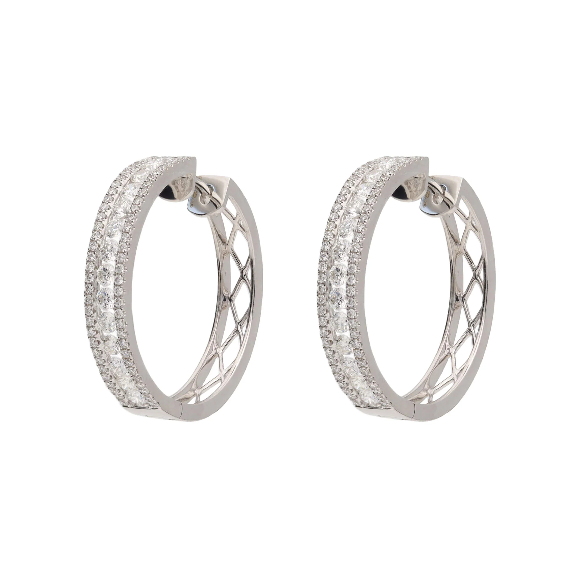Diamond 1.83ct 18ct White Gold Hoop Earrings - Image 2
