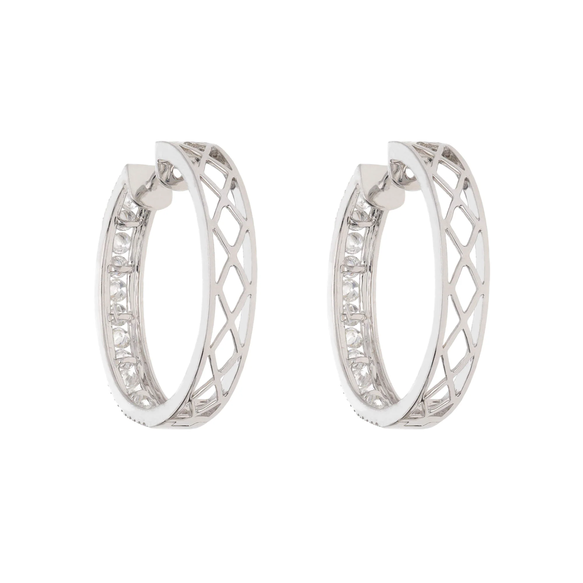 Diamond 1.83ct 18ct White Gold Hoop Earrings - Image 3
