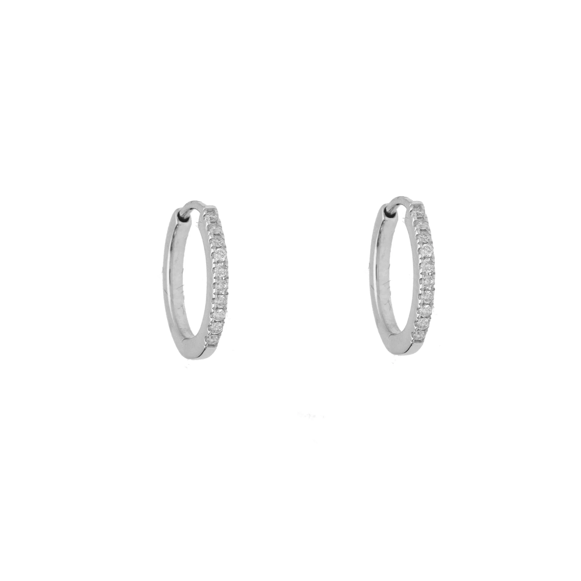 Diamond 13mm 0.10ct 18ct White Gold Hoop Earrings - Image 2