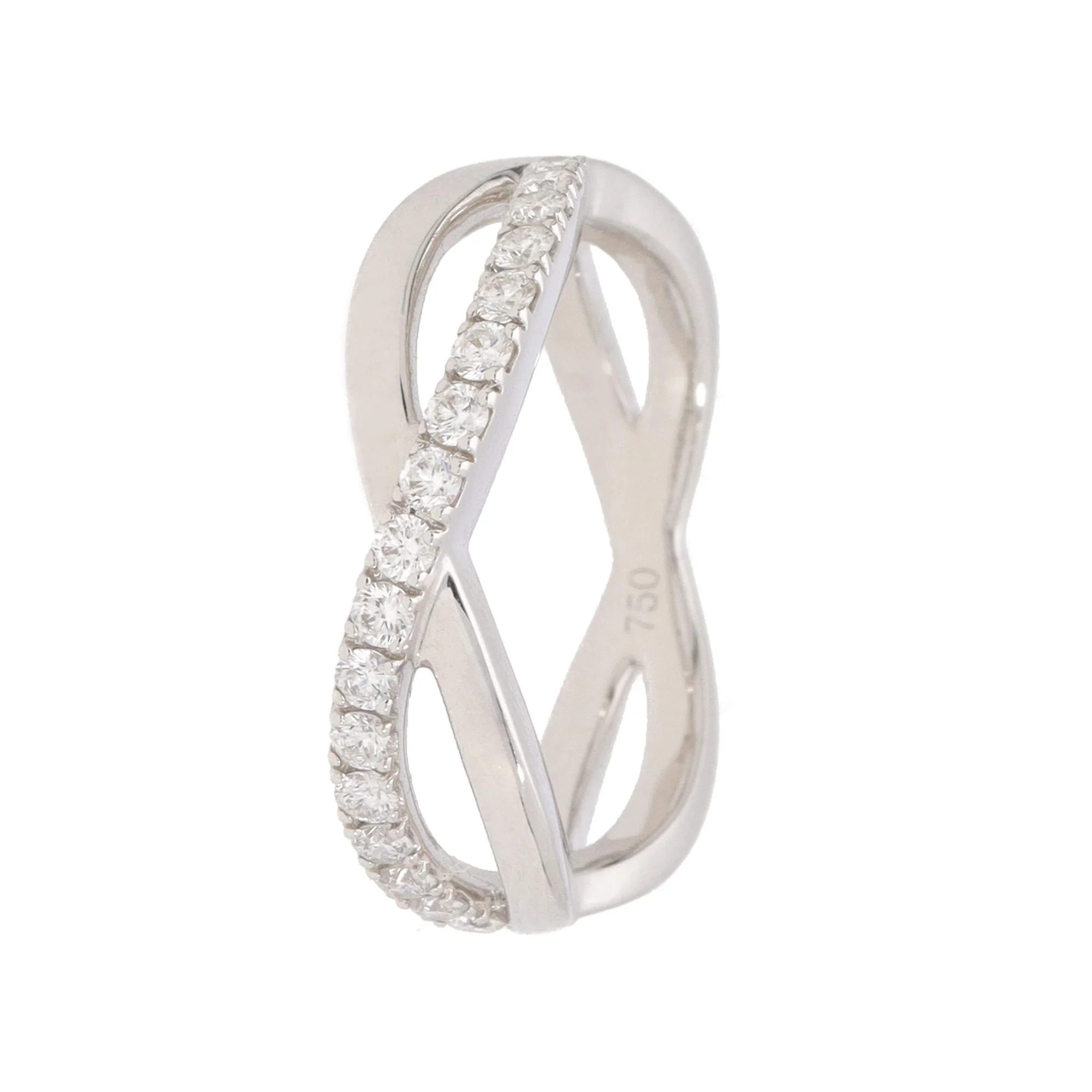Diamond 18ct White Gold Crossover Ring (L½)
