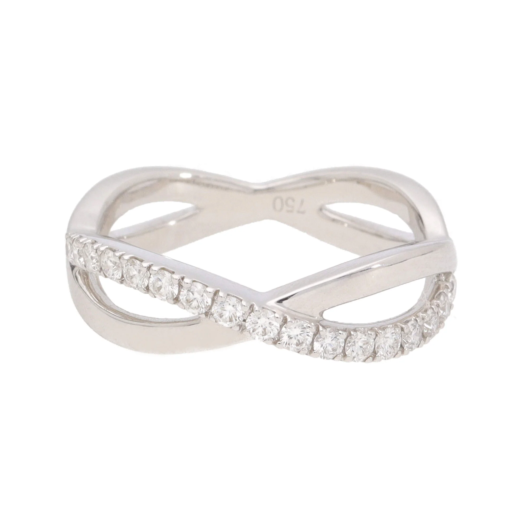 Diamond 18ct White Gold Crossover Ring (L½) - Image 2