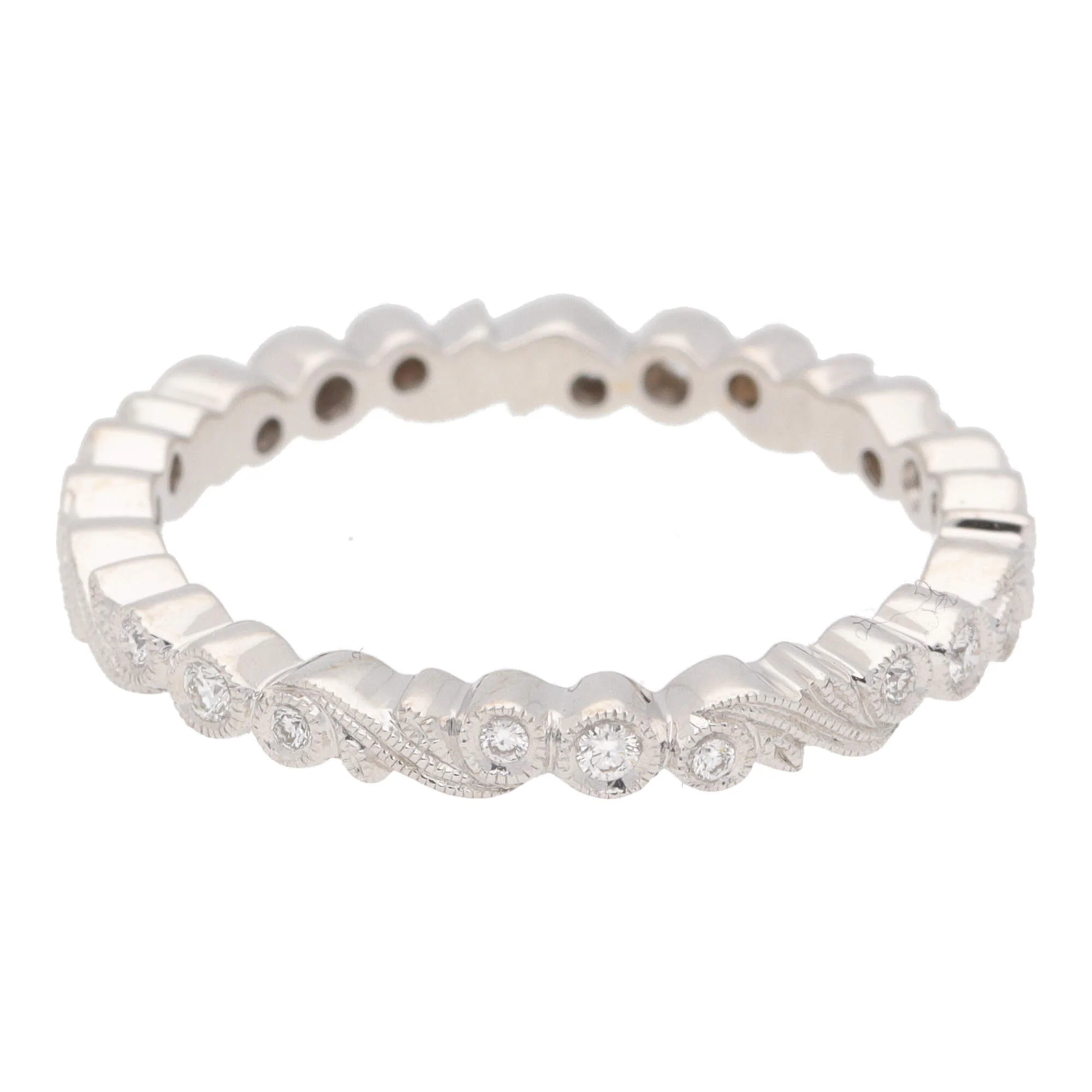 Diamond 18ct White Gold Scroll Design Full Eternity Ring - Image 2