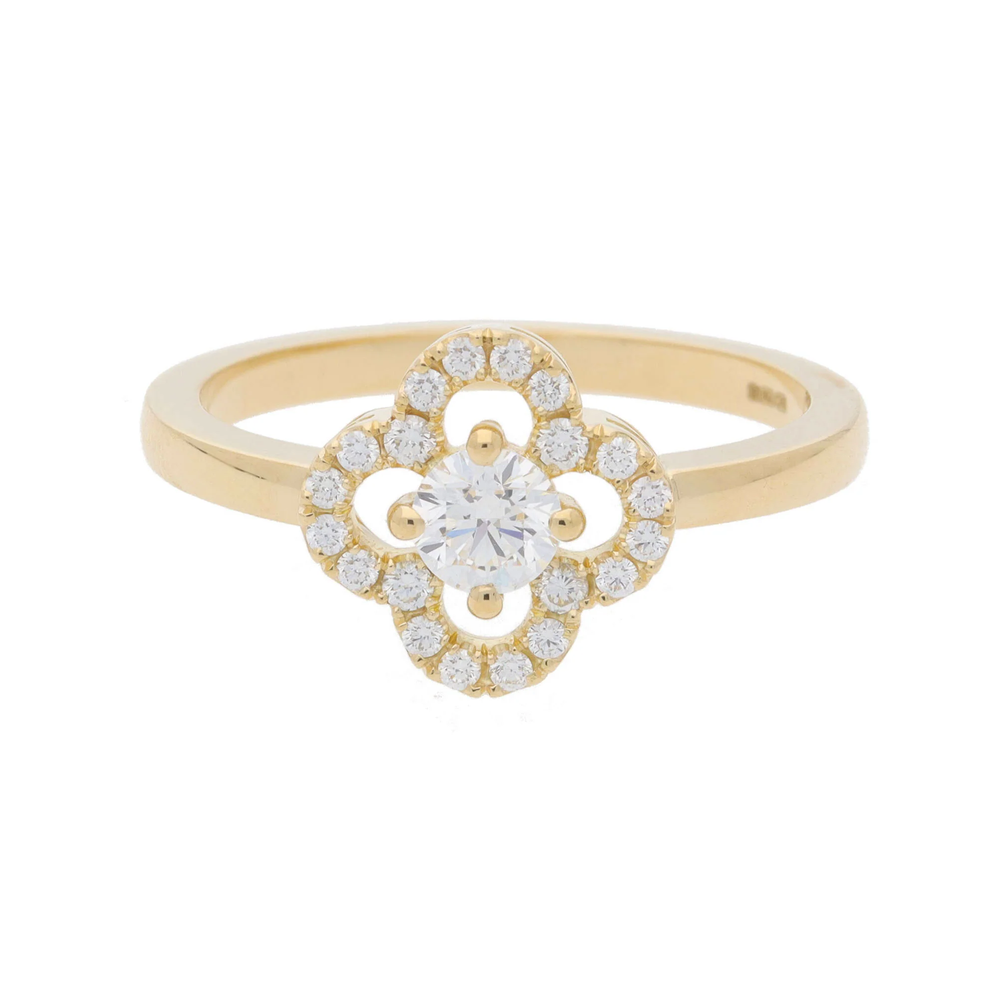 Diamond 18ct Yellow Gold Flower Ring - Image 2