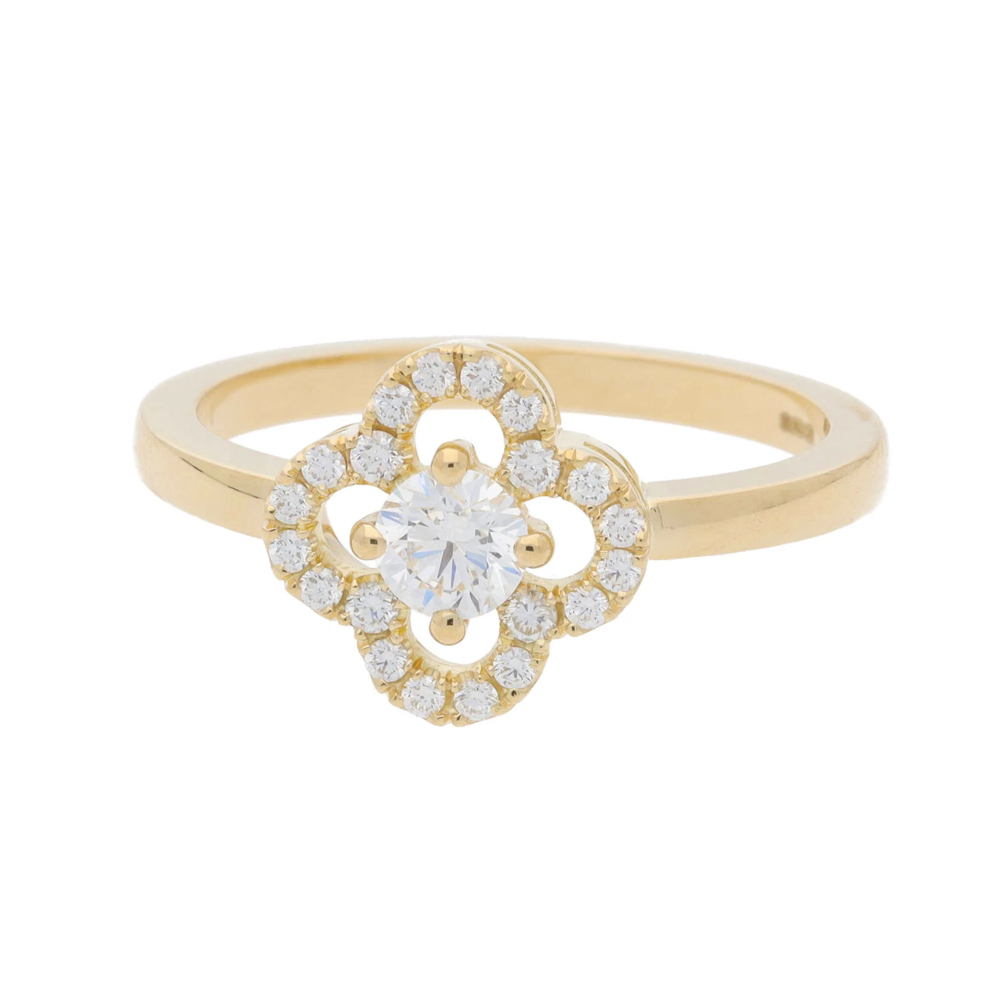 Diamond 18ct Yellow Gold Flower Ring - Image 3
