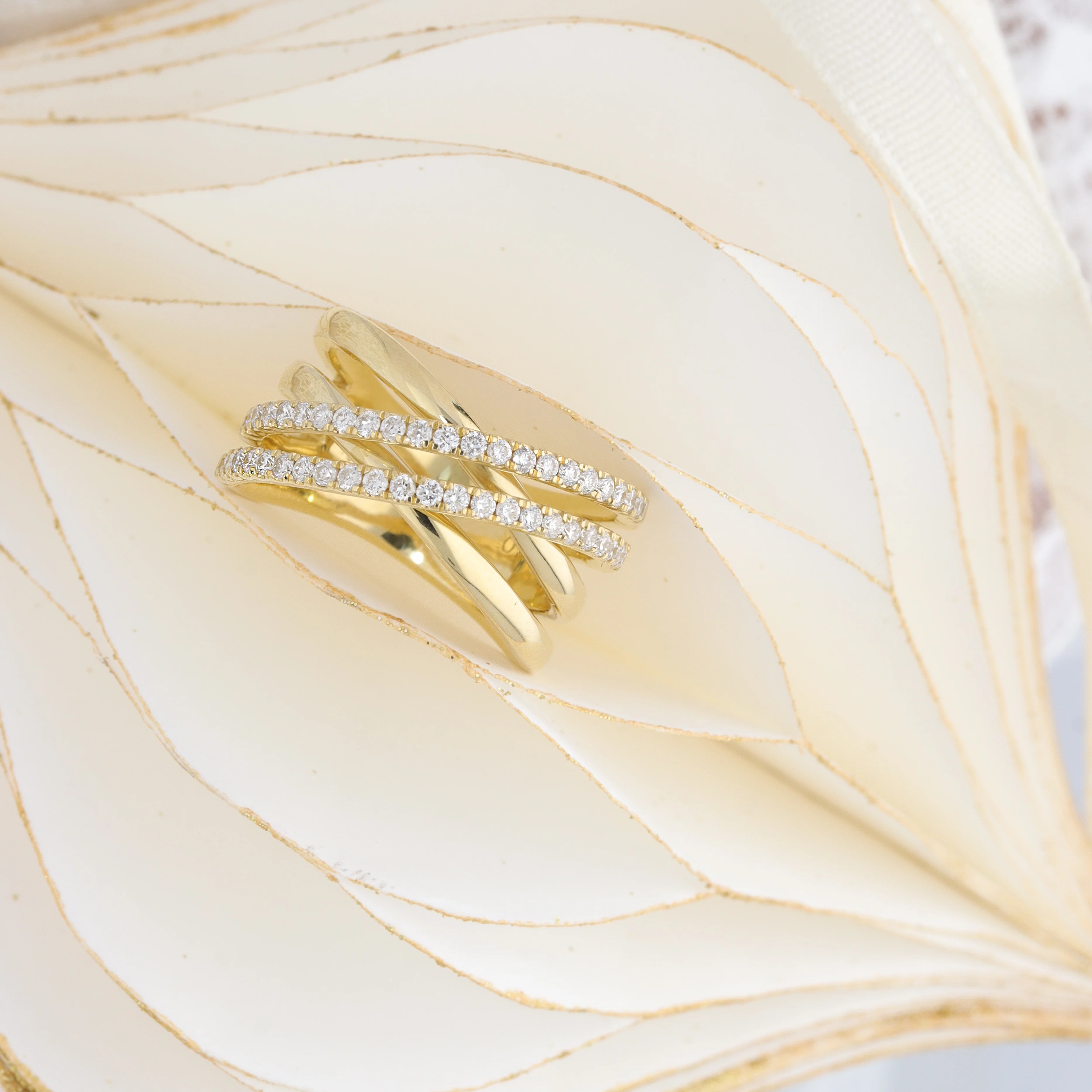 Diamond 18ct Yellow Gold Four Strand Crossover Ring - Image 5