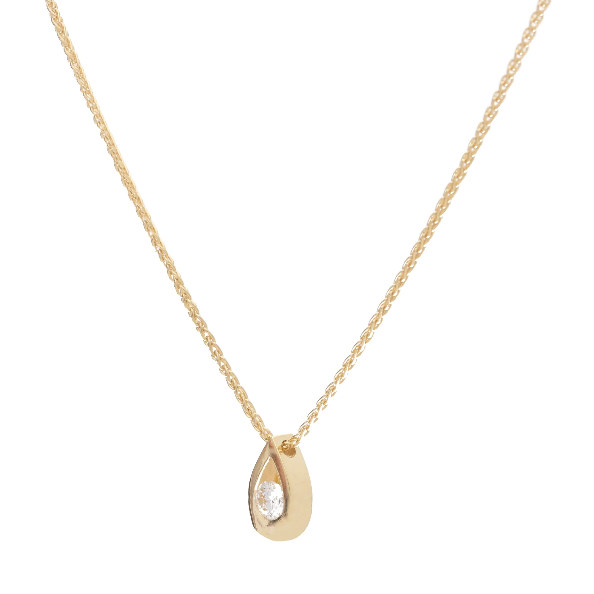 Diamond 18ct Yellow Gold Teardrop Pendant - Image 2