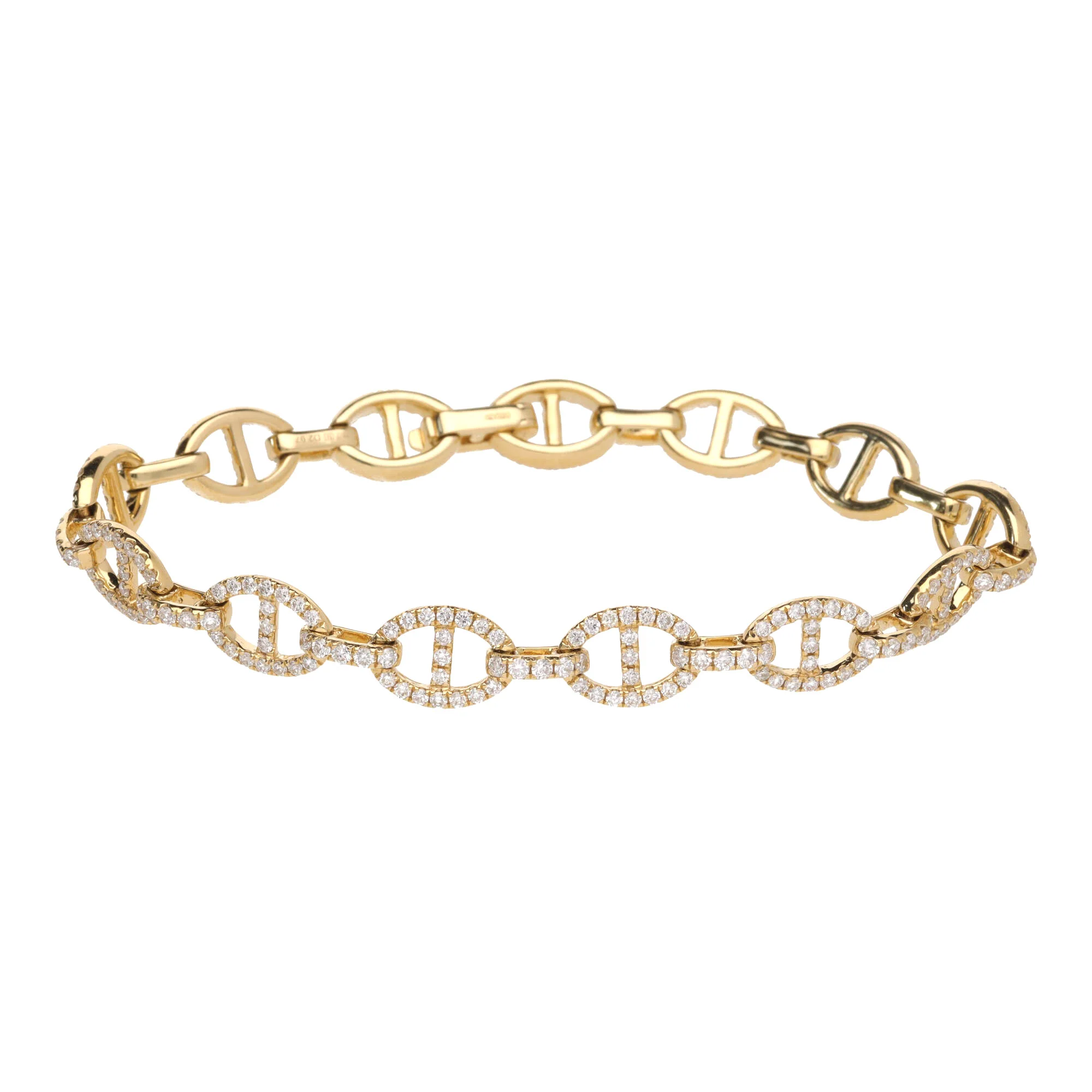 Diamond 2.97ct Oval Bar Link 18ct Yellow Gold Bracelet - Image 2