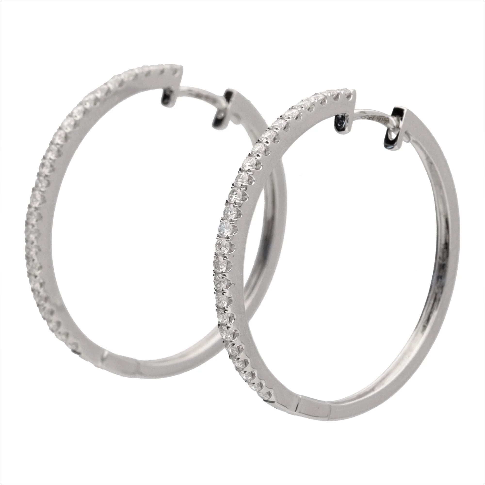 Diamond 25mm 18ct White Gold Hoop Earrings - Image 2