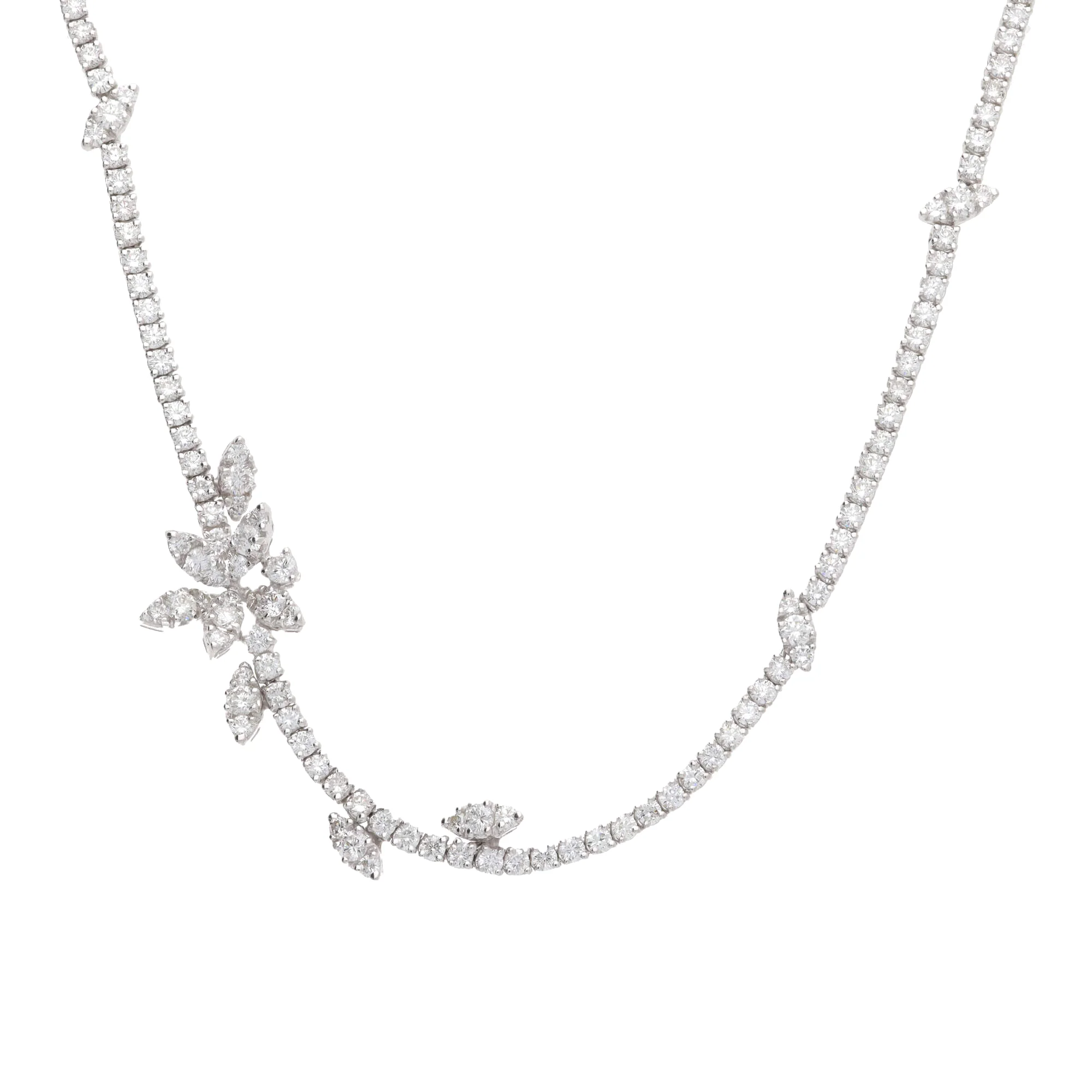 Diamond 8.27ct 18ct White Gold Floral Necklace