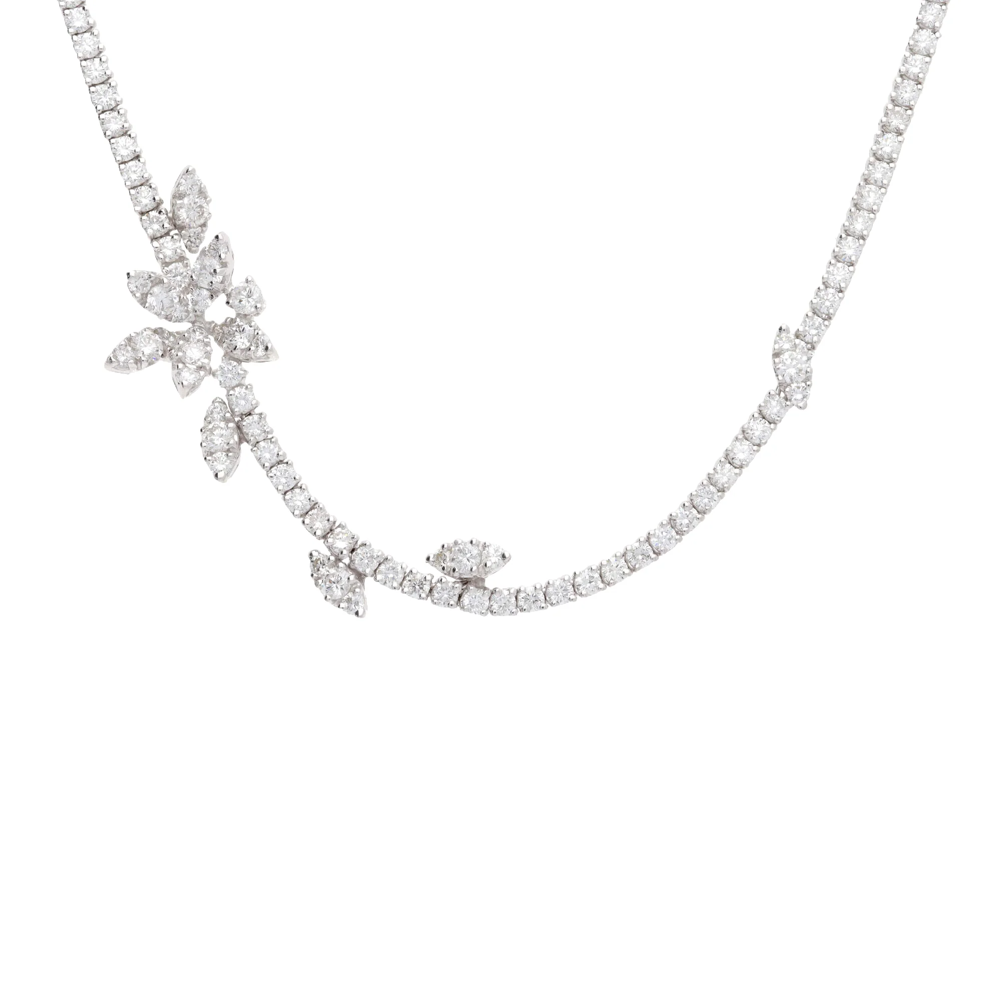 Diamond 8.27ct 18ct White Gold Floral Necklace - Image 2