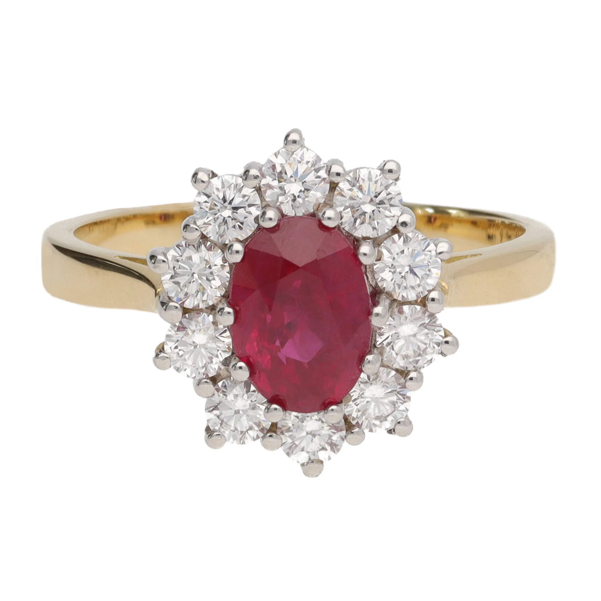 Ruby and Diamond 18ct White Gold Cluster Ring - Image 2