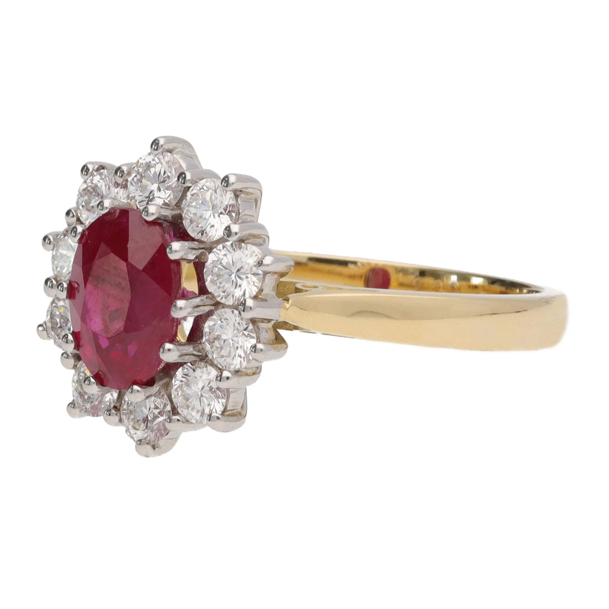 Ruby and Diamond 18ct White Gold Cluster Ring - Image 3