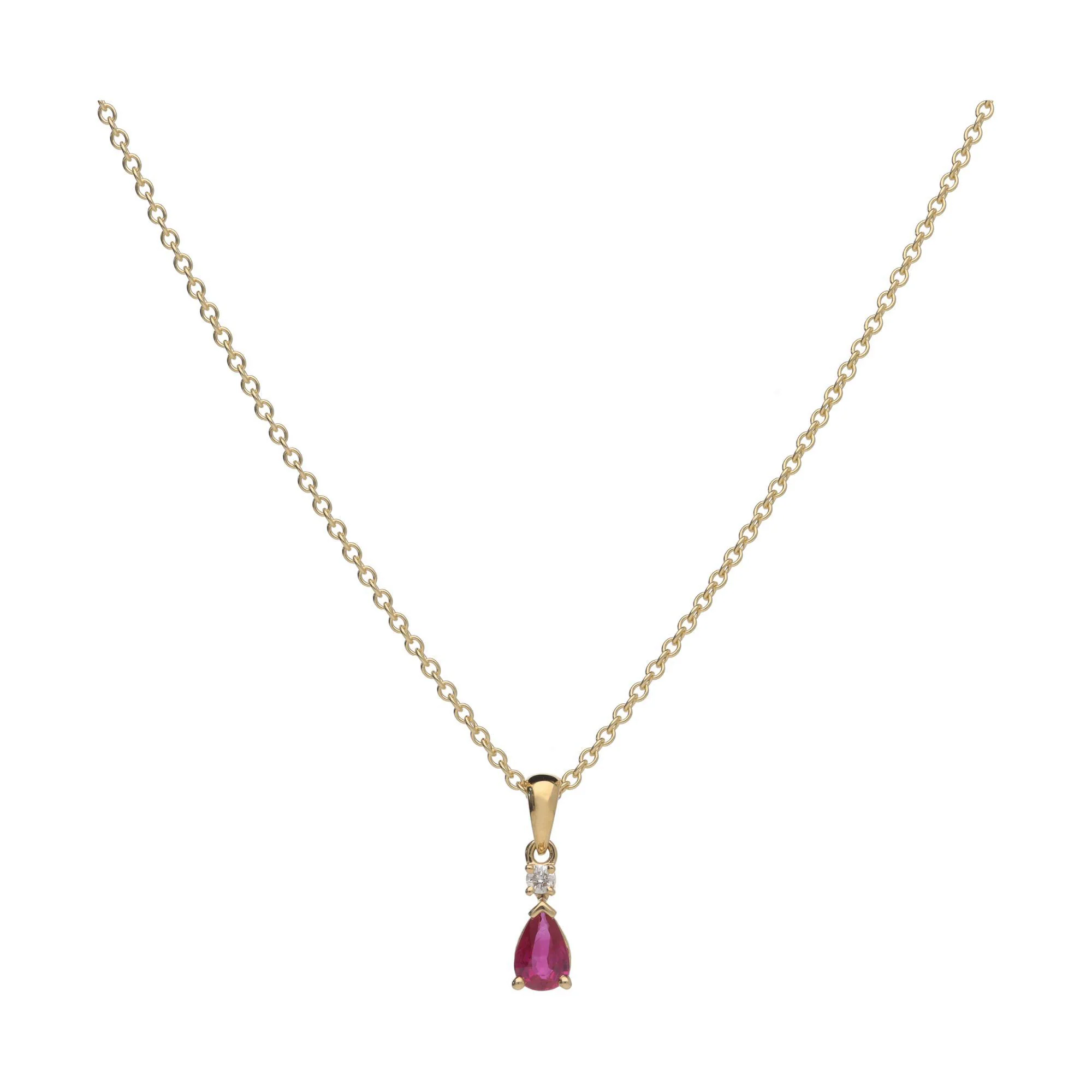Diamond and Ruby 18ct Yellow Gold Necklace - Image 2