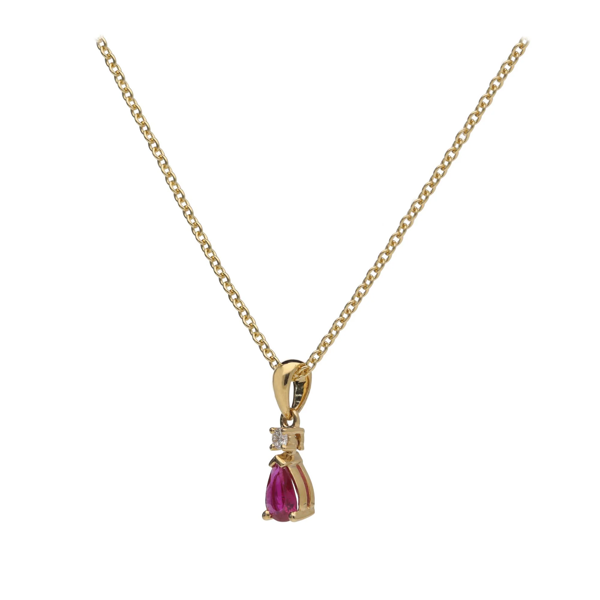 Diamond and Ruby 18ct Yellow Gold Necklace - Image 3