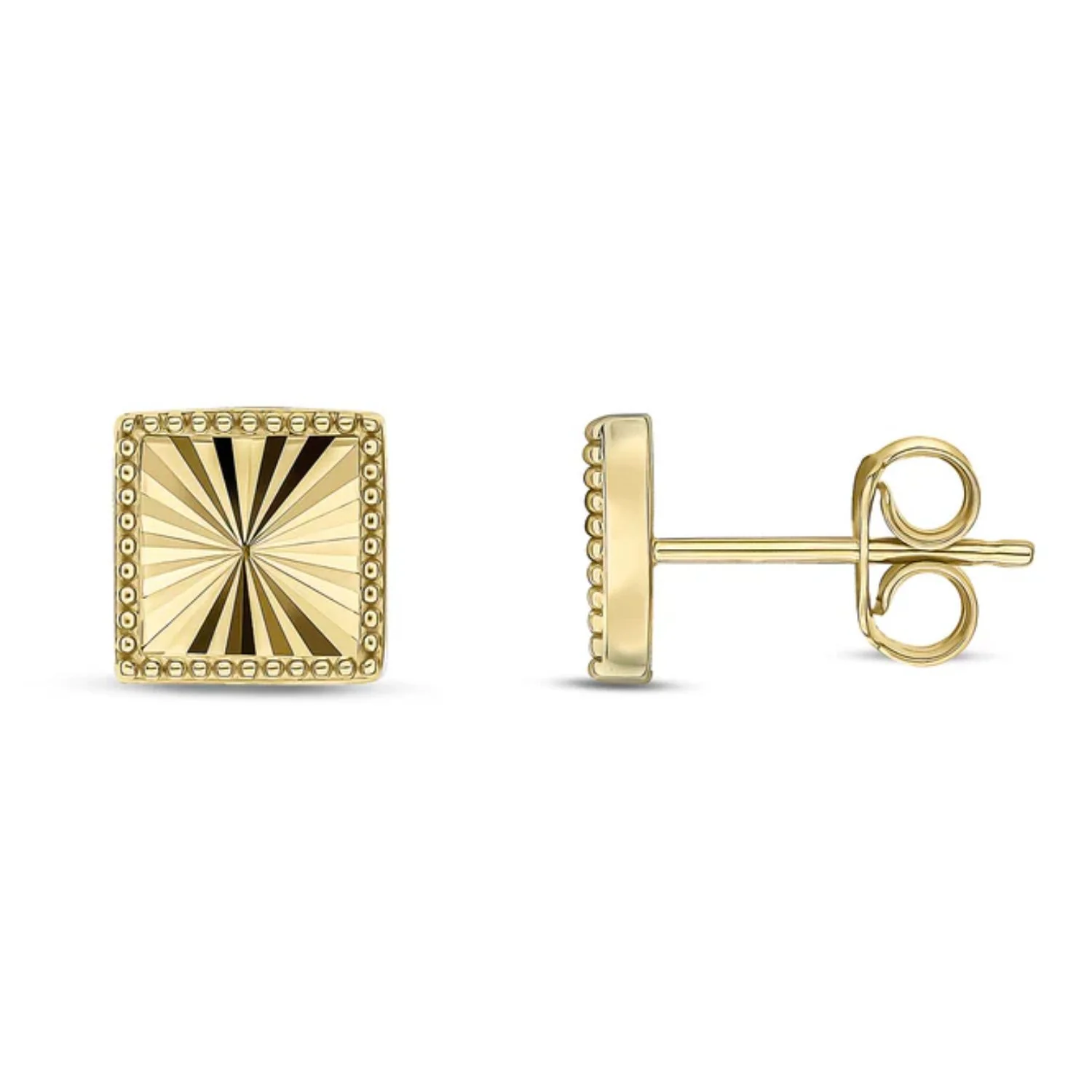 Diamond Cut 9ct Yellow Gold Stud Earrings - Image 2