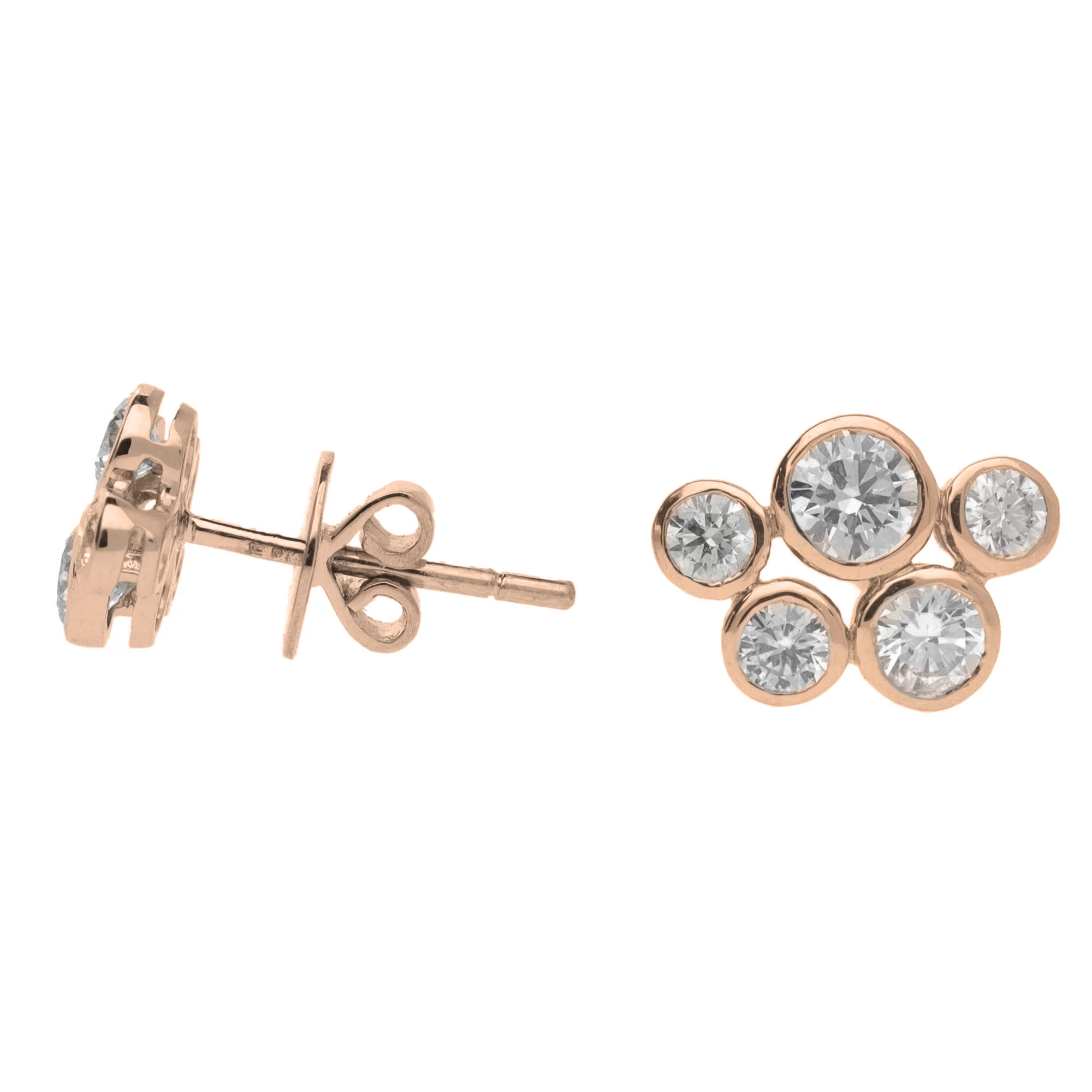 Diamond 0.70ct Five Stone 18ct Yellow Gold Bubble Stud Earrings - Image 2