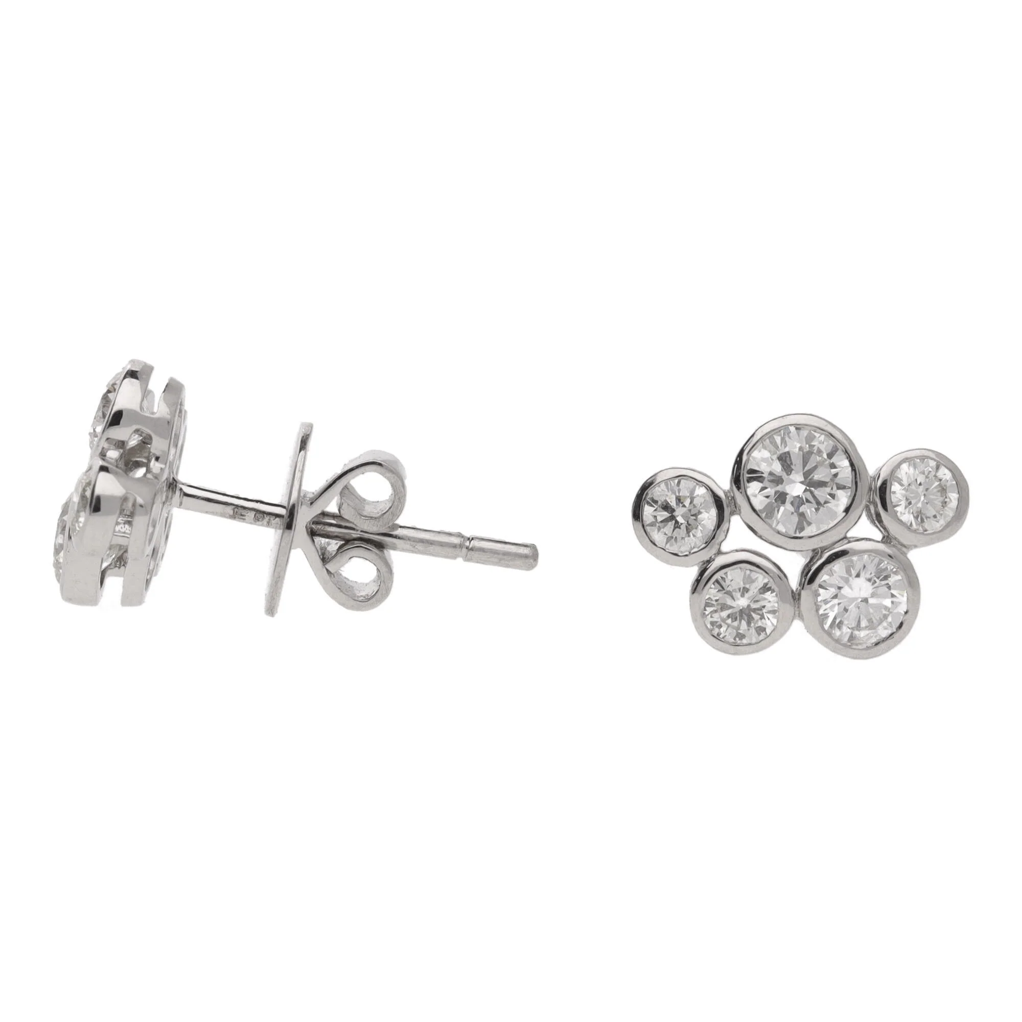 Diamond 0.70ct Five Stone Platinum Bubble Stud Earrings - Image 2