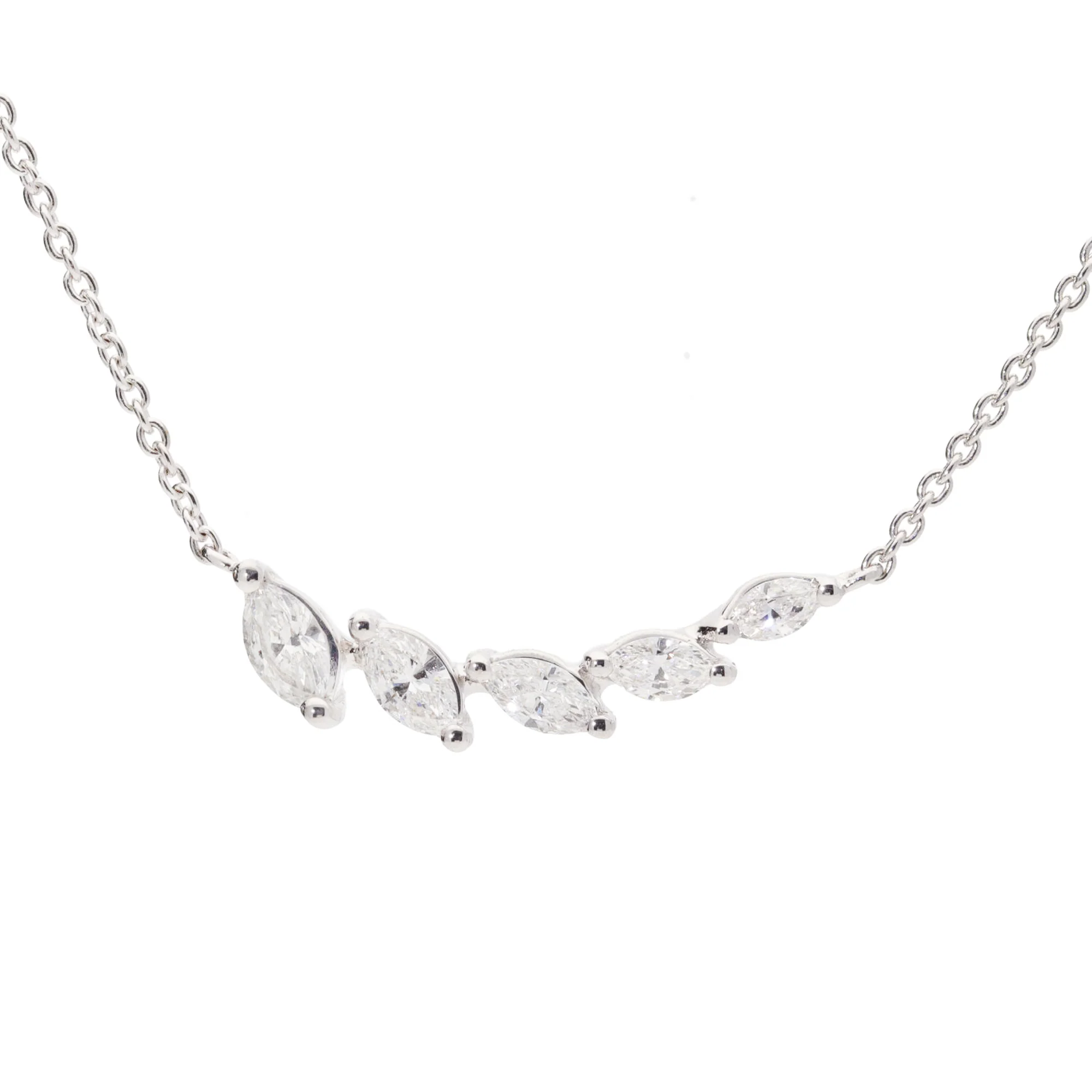 Diamond Marquise 0.29ct Curved 18ct White Gold Necklace - Image 2