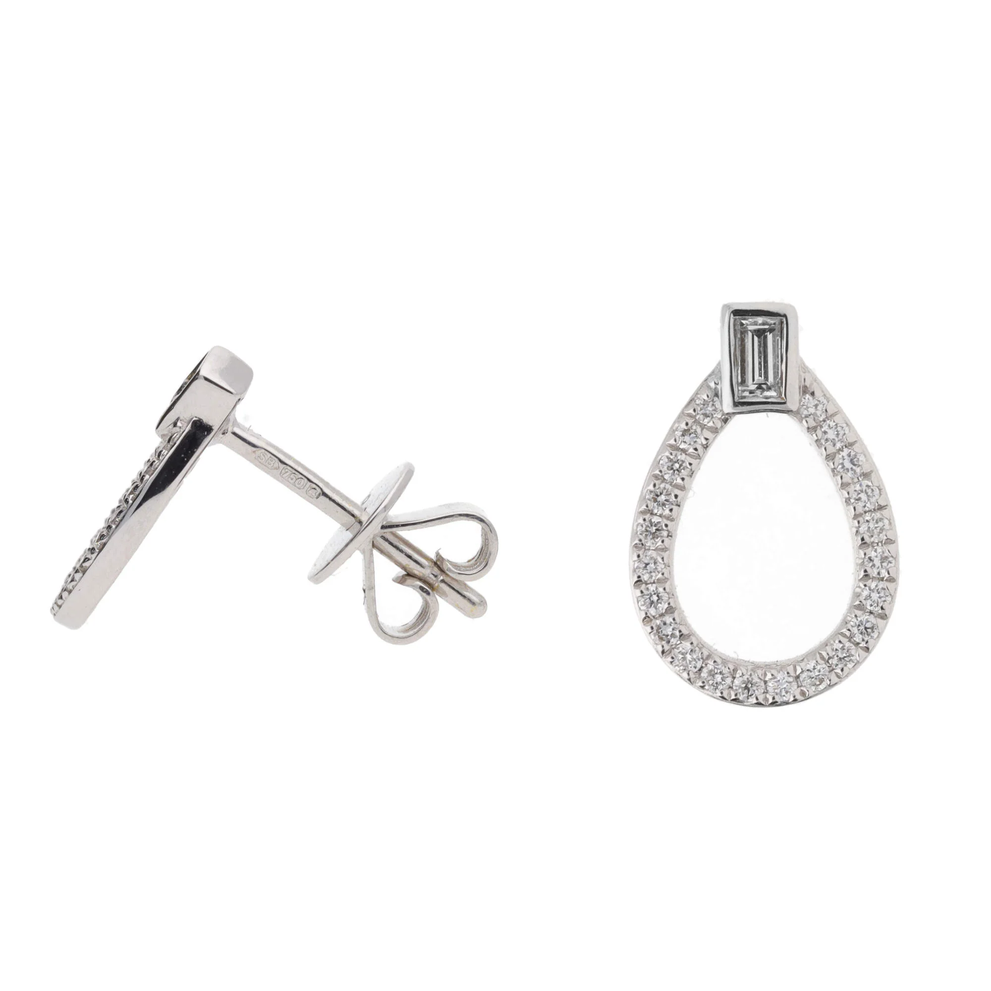 Diamond Open Drop 18ct White Gold Stud Earrings - Image 2
