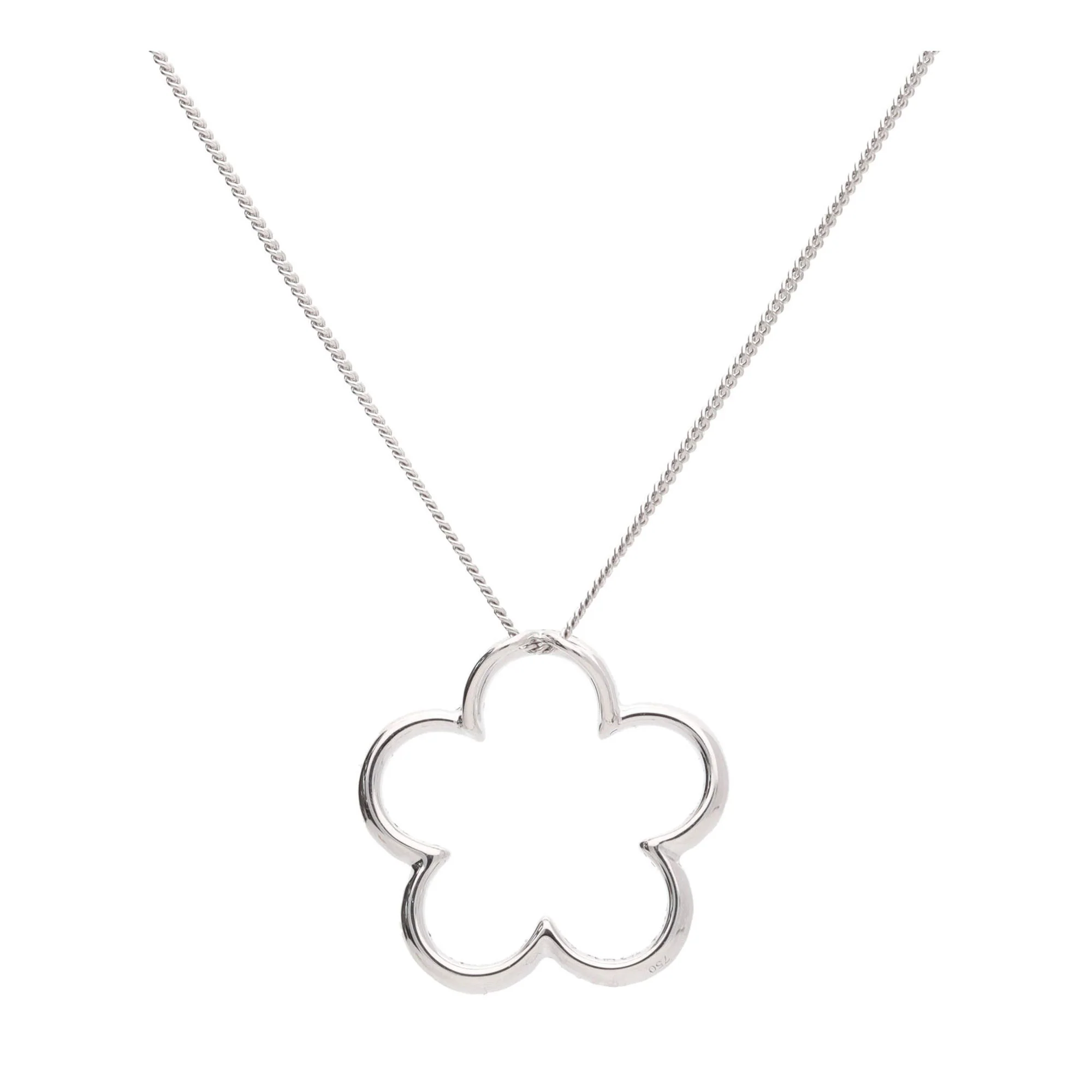 Diamond Open Flower 18ct White Gold Pendant - Image 2