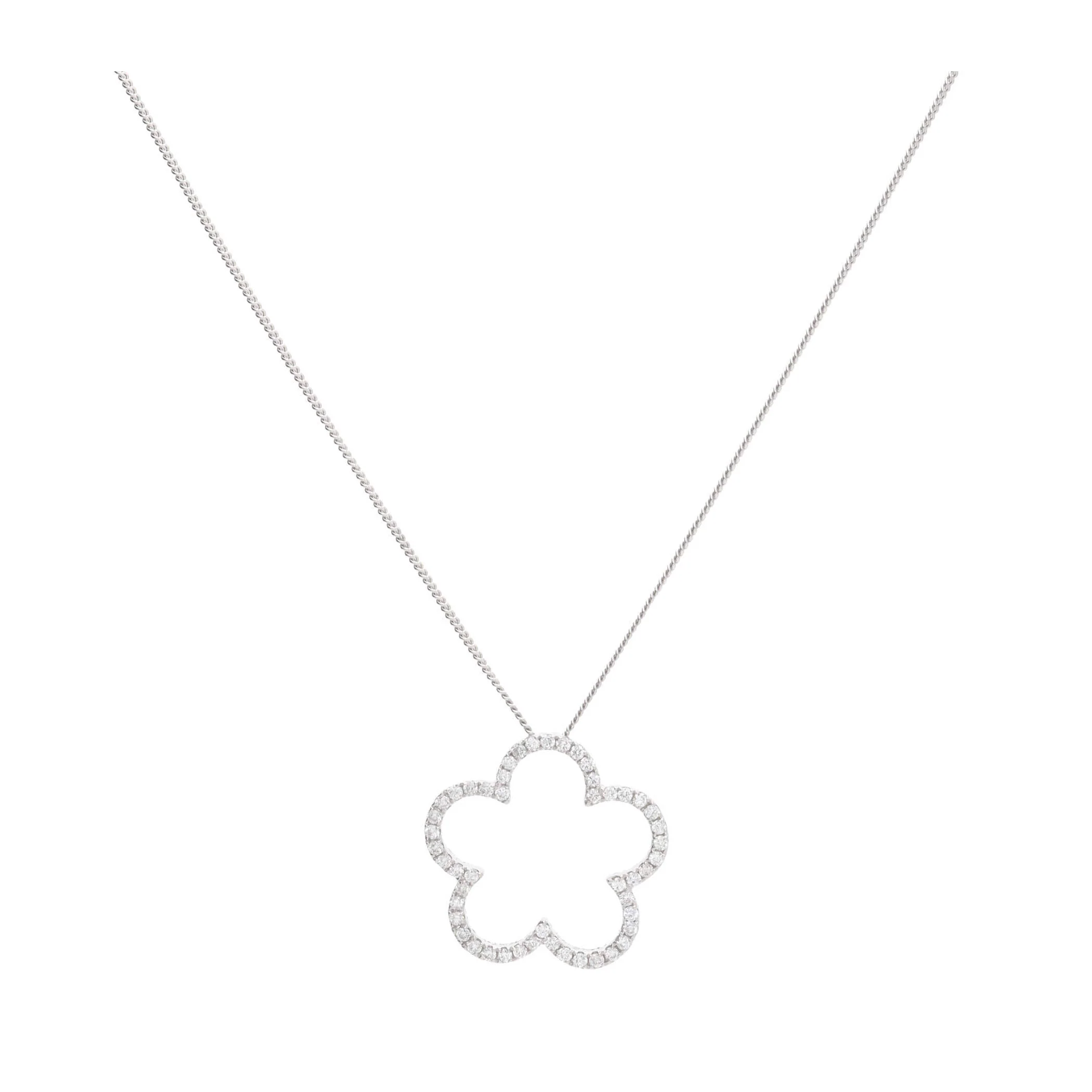 Diamond Open Flower 18ct White Gold Pendant - Image 3