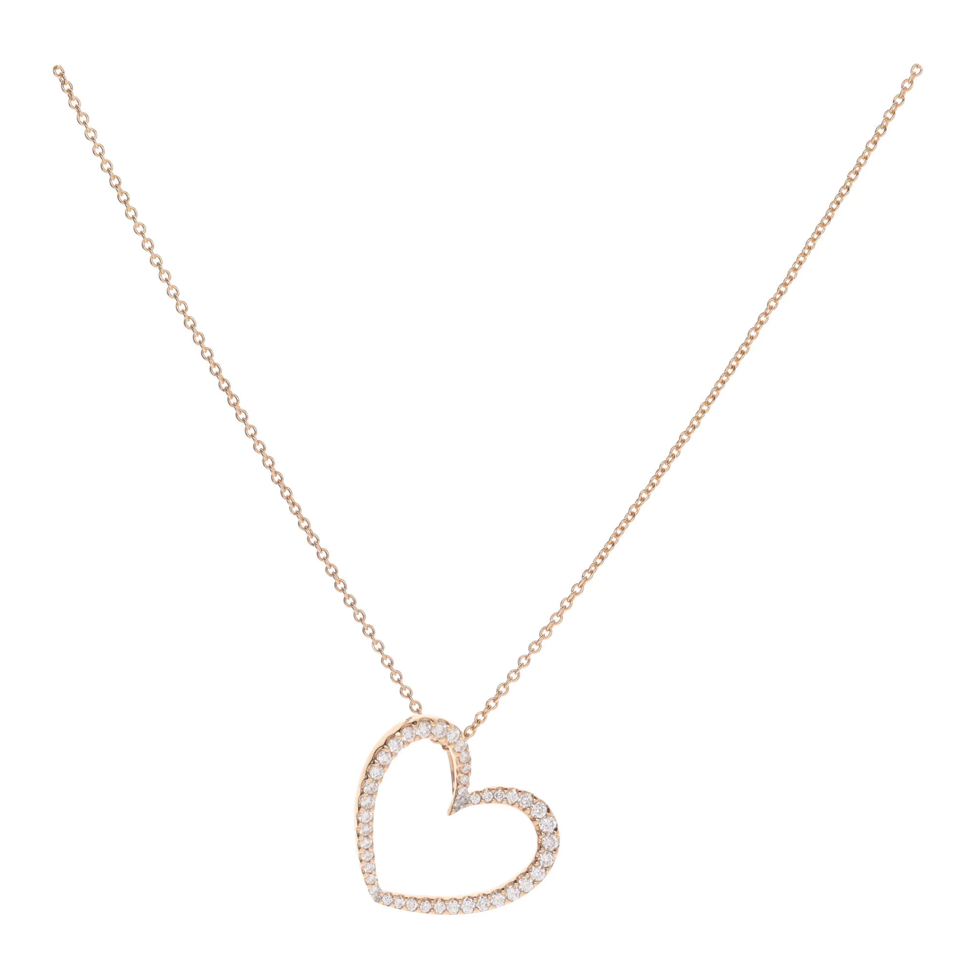 Diamond Open Heart 18ct Rose Gold Necklace - Image 2