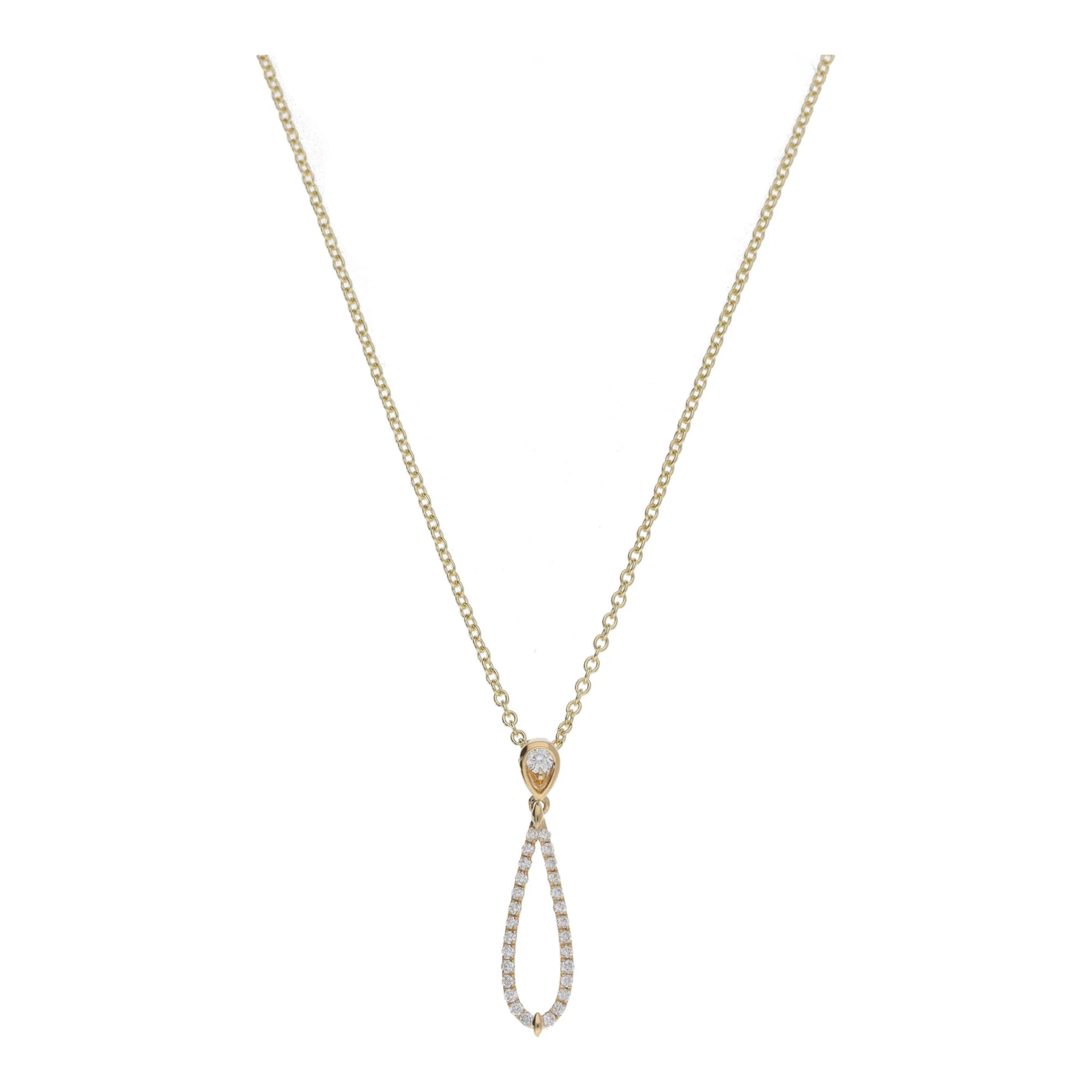 Diamond Open Teardrop 18ct Yellow Gold Necklace