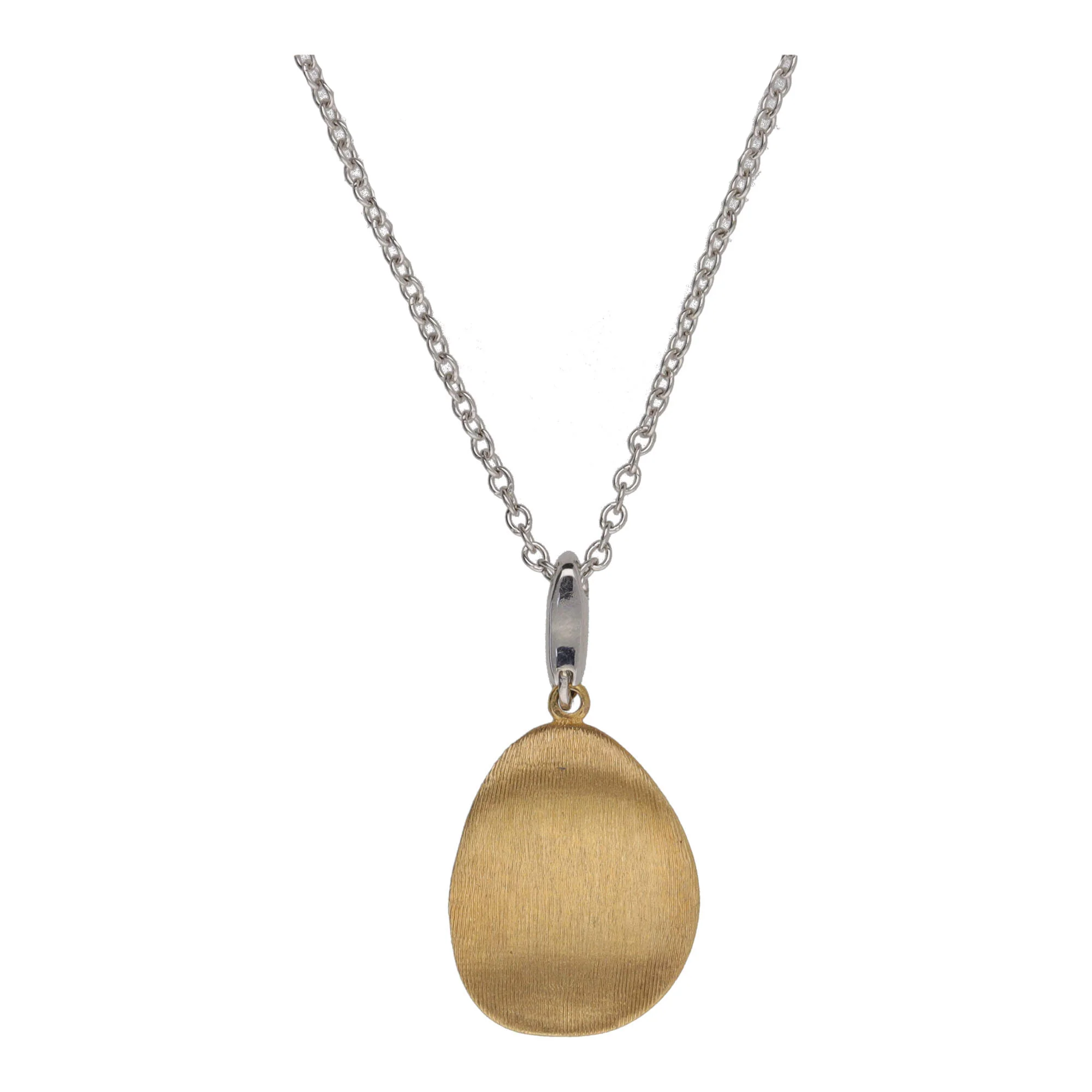 Diamond Set Satin Disc 9ct Yellow and White Gold Necklace - Image 2