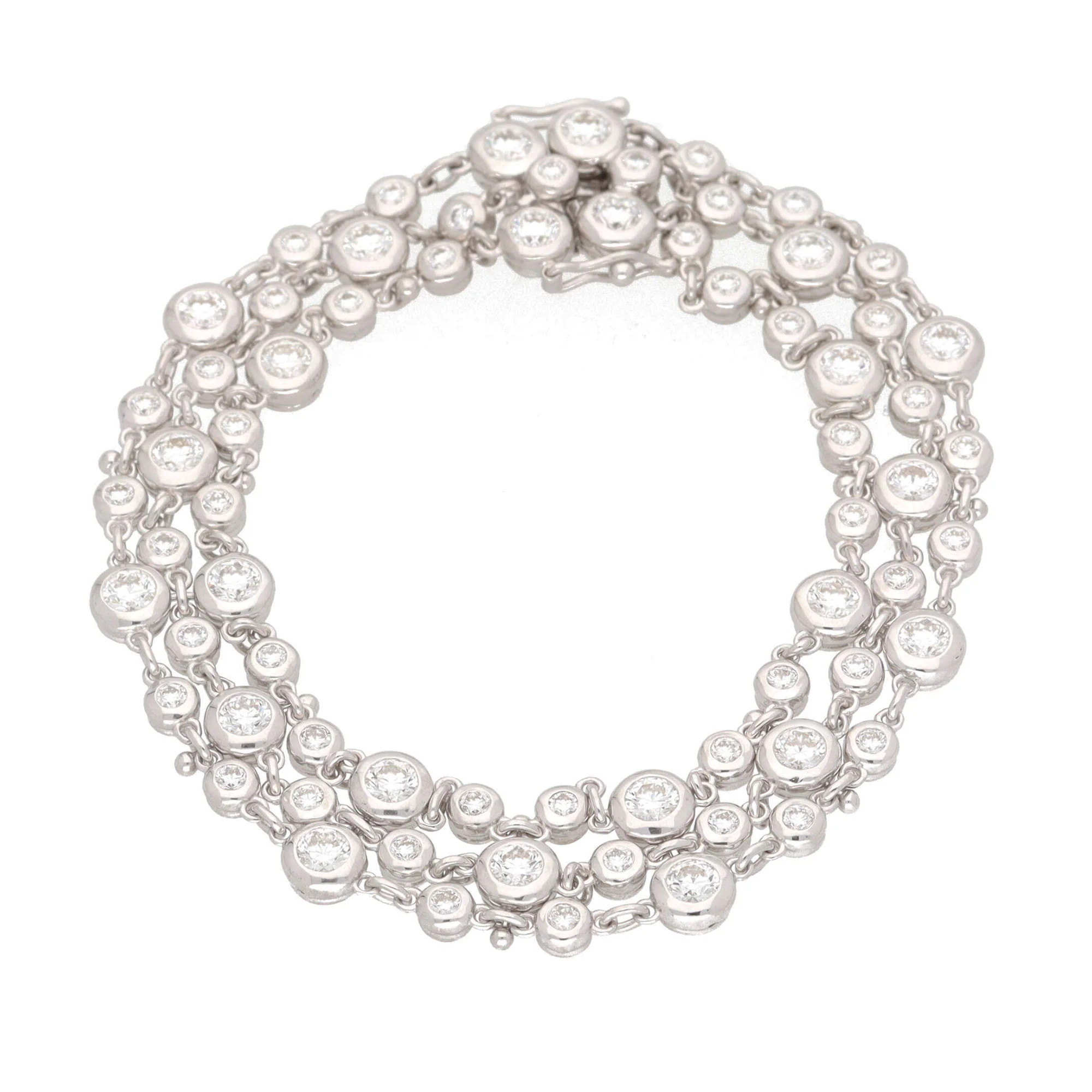 Diamond Three Strand 18ct White Gold Bracelet - Image 3