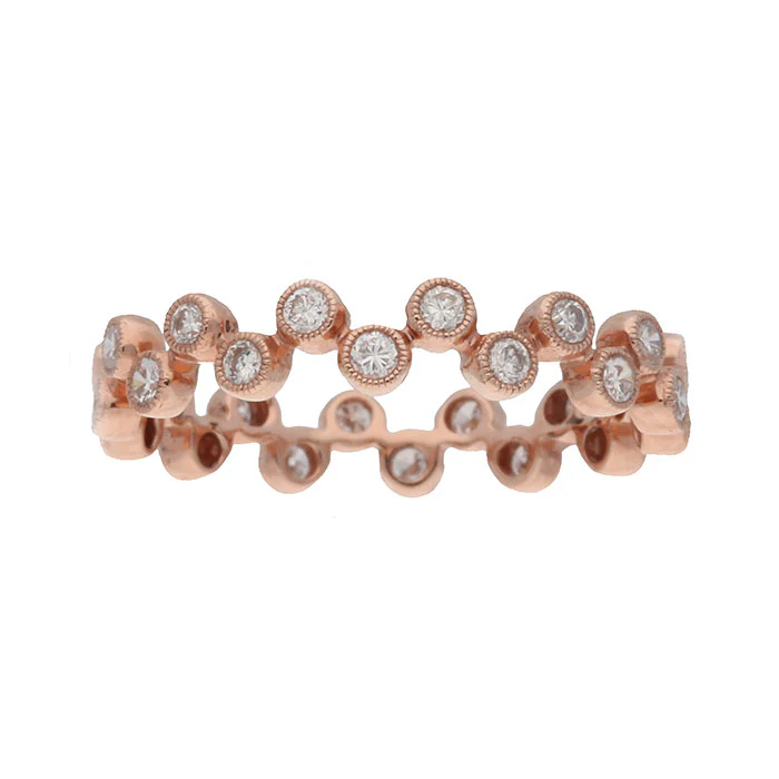 Diamond Zig-Zag 18ct Rose Gold Stacking Eternity Ring