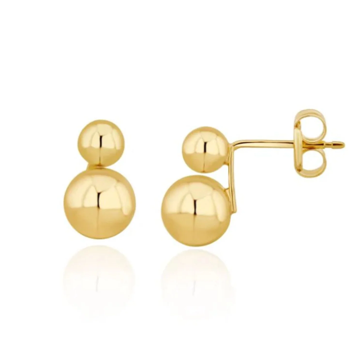 Double Ball 9ct Yellow Gold Stud Earrings - Image 2