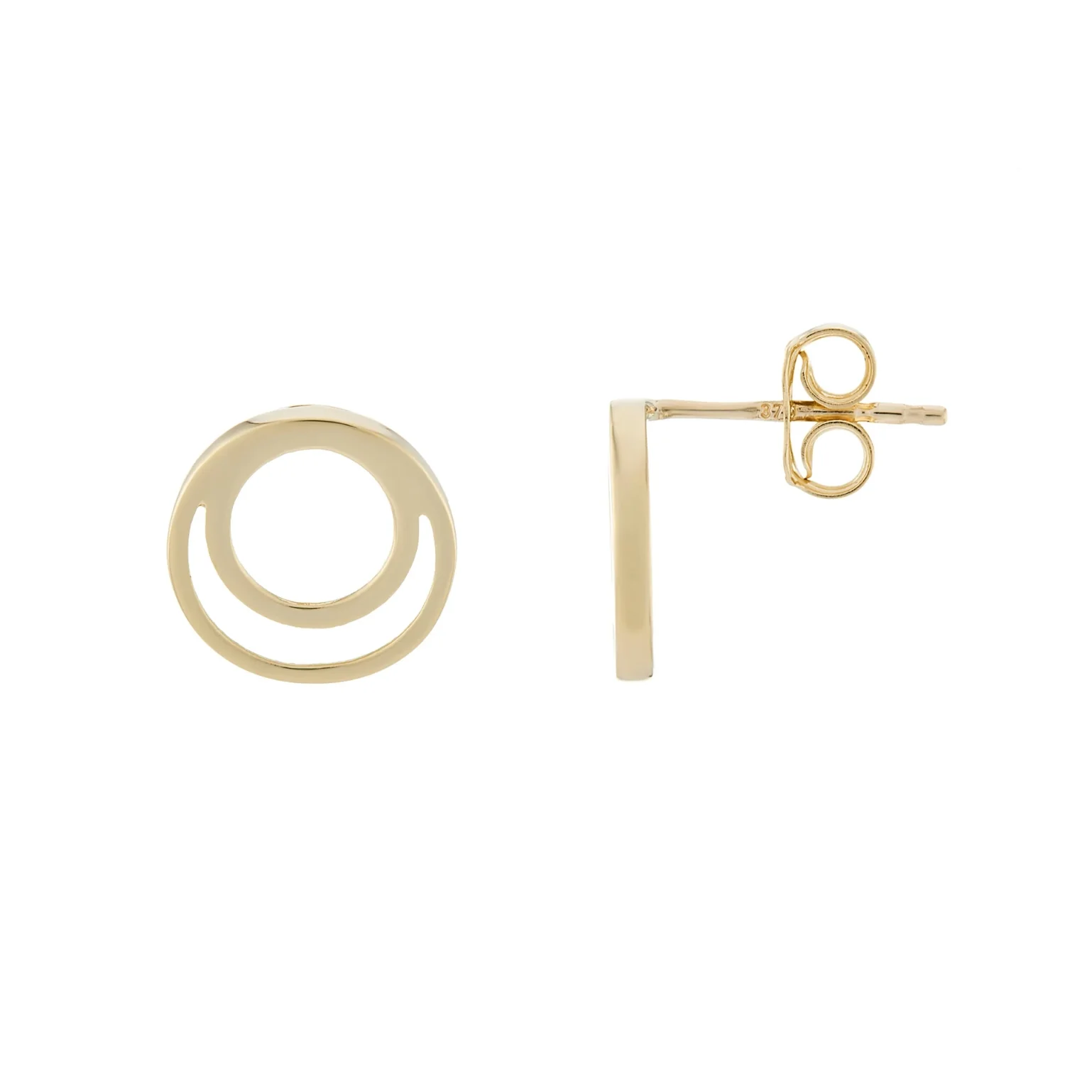 Double Circle 9ct Yellow gold Stud Earrings - Image 2